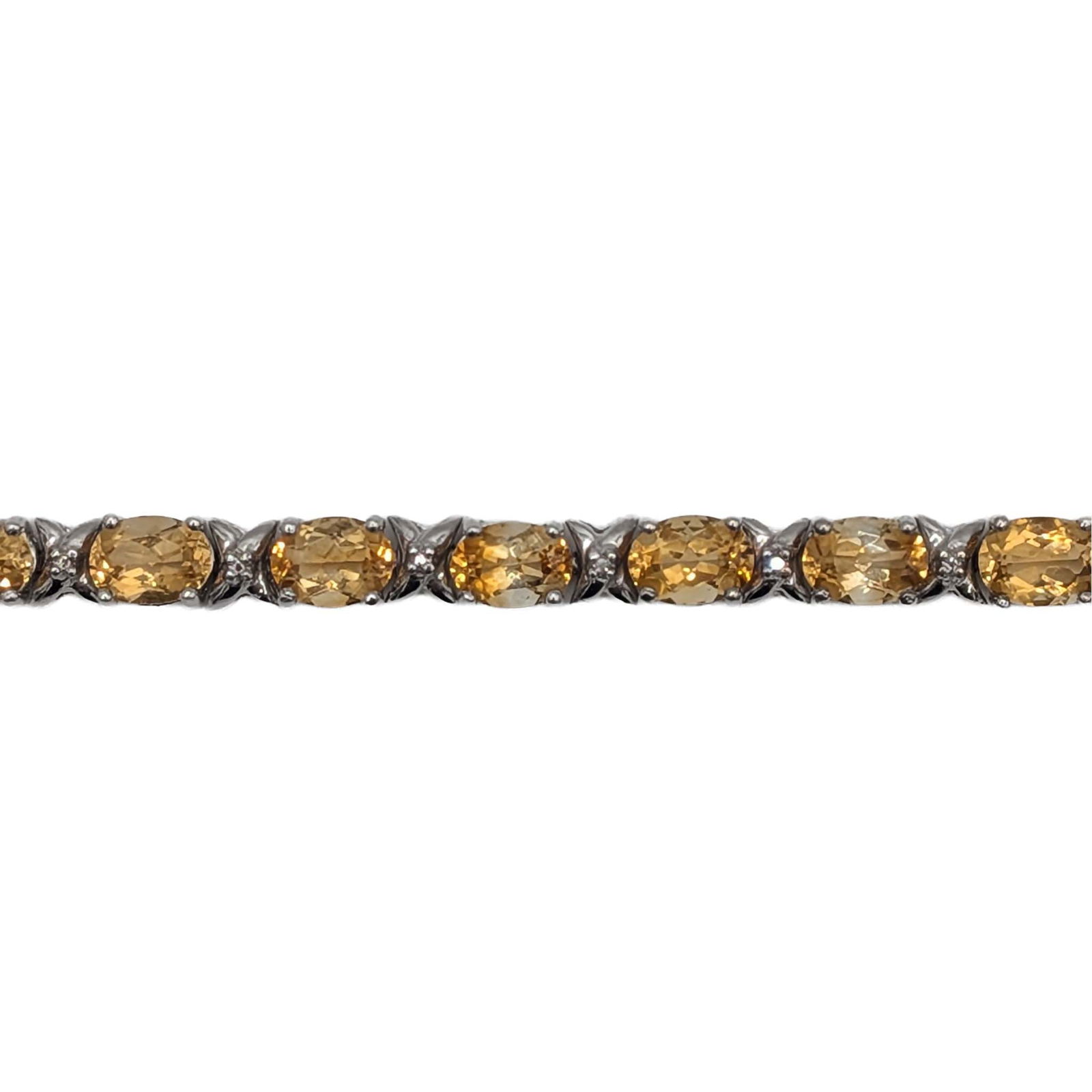 Signed Sterling Silver Diamond Citrine Tennis Bracelet: Signed Sterling Silver Diamond Citrine Tennis Bracelet. 8.5in Length. Signed HI 925. 13.5g