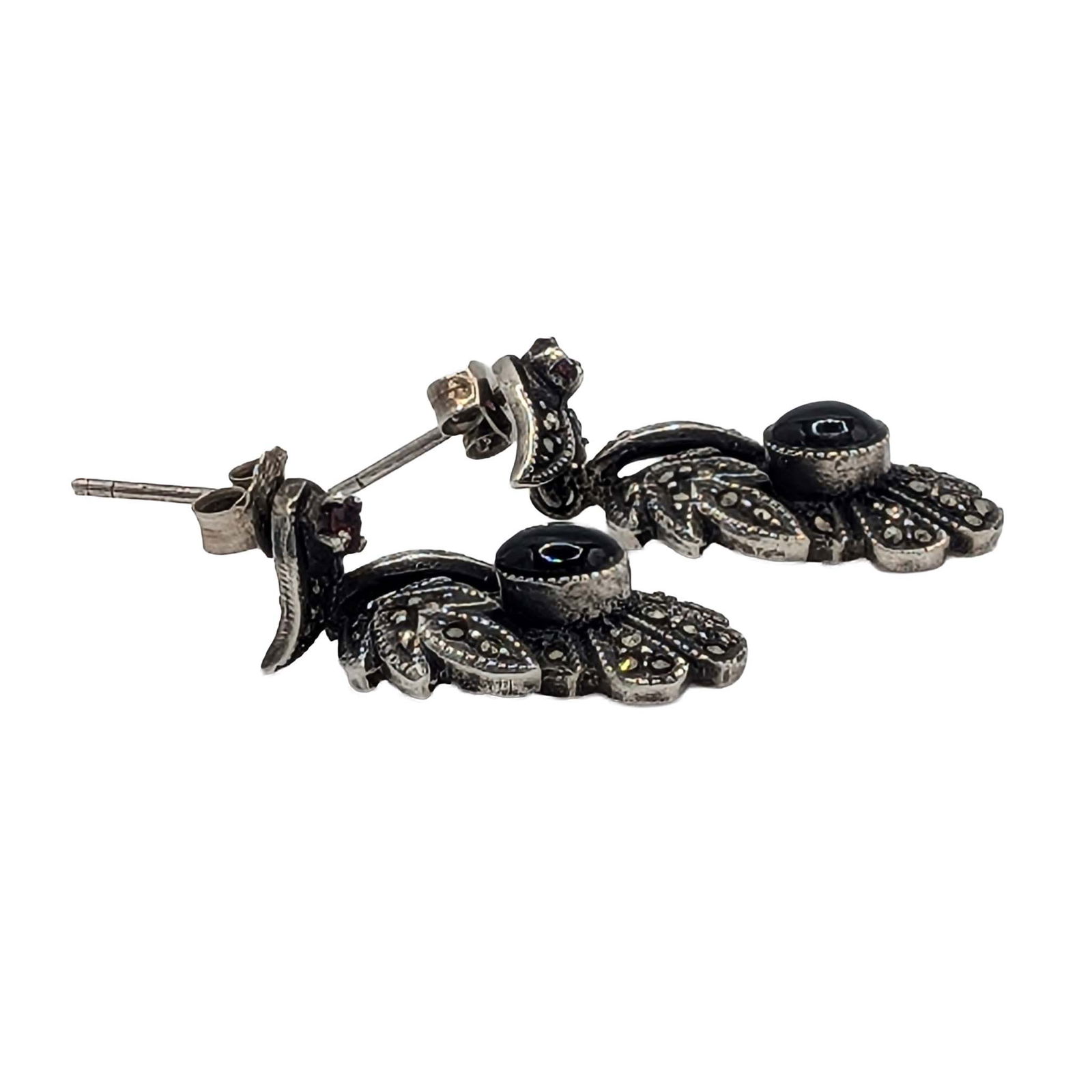 Sterling Silver Multi Gemstone Dangle Stud Earrings - 2