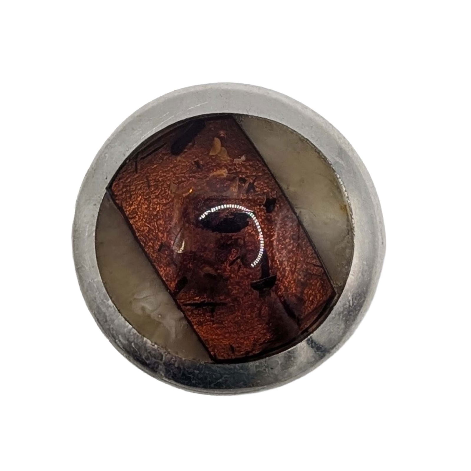 Polish Sterling Silver Amber Two Tone Inlay Ring: Polish Sterling Silver, Amber Two Tone Inlay Ring. Size 8.5 Signed 925. 5.1g