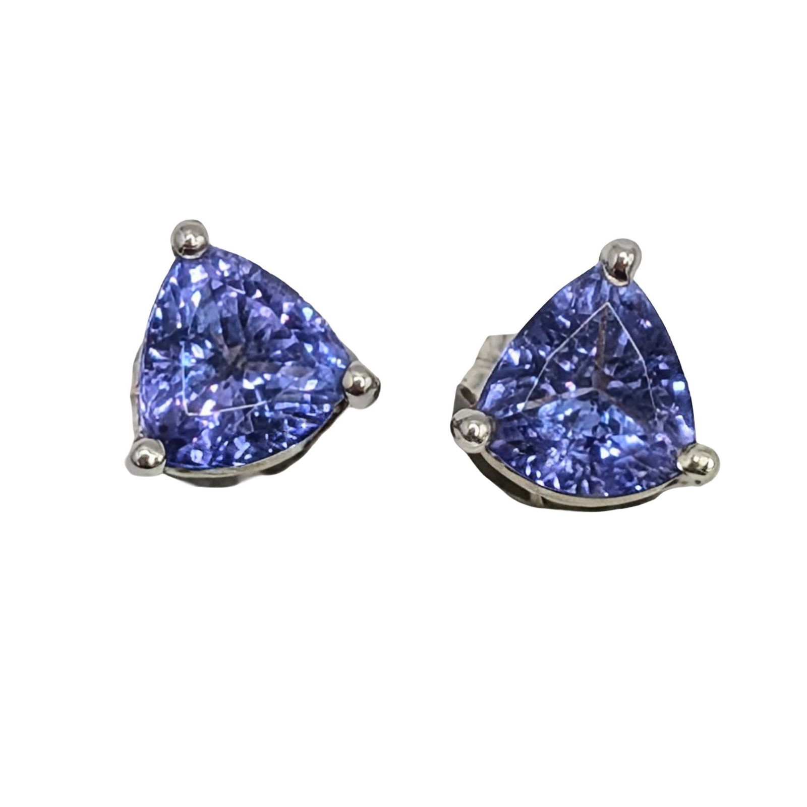 Sterling Silver Iolite Triangle Stud Earrings: Sterling Silver, Iolite Triangle Stud Earrings. Signed 925. 1.2g