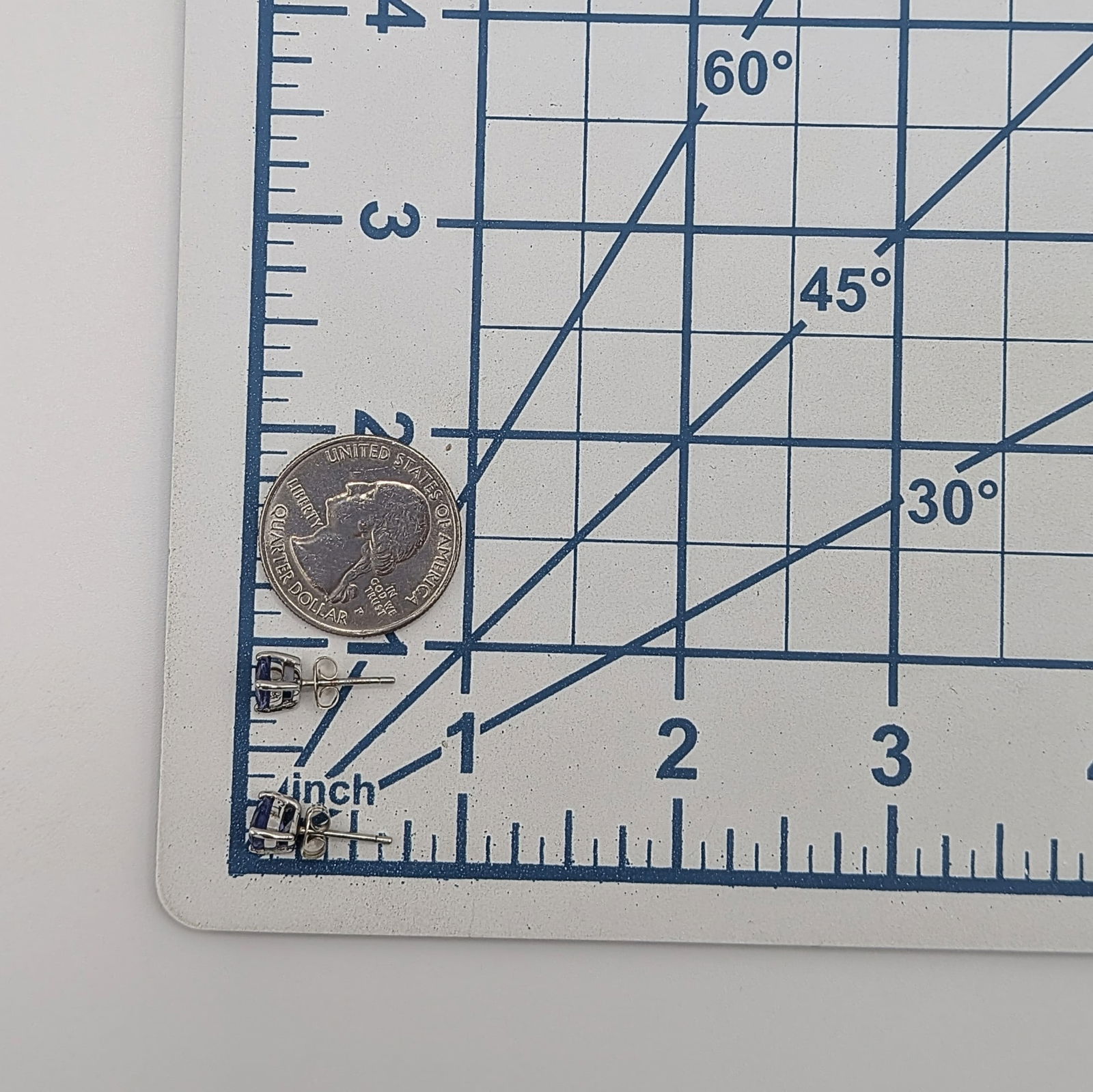 Sterling Silver Iolite Triangle Stud Earrings - 3