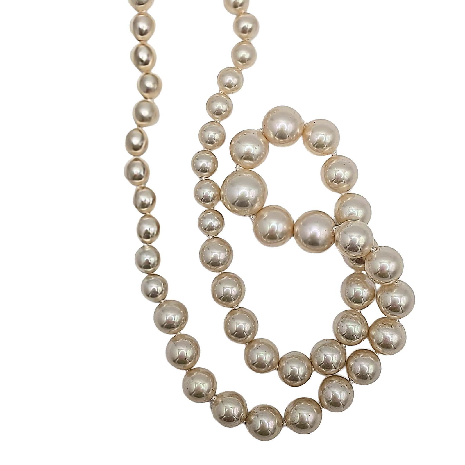 Gold Over Sterling Silver Graduated Glass Pearl Necklace (1 of 3)