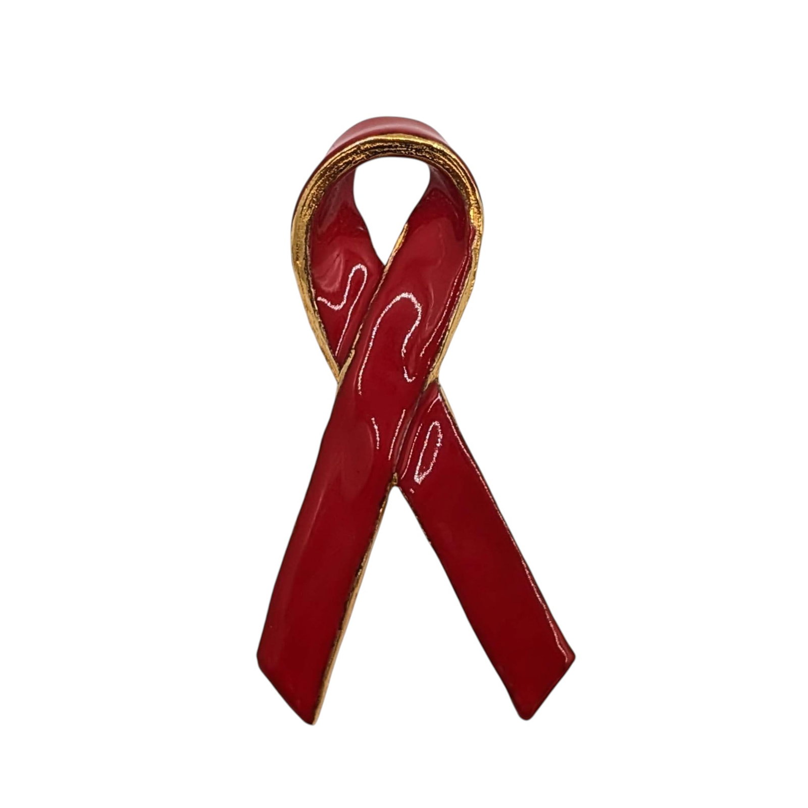 James Arpad Gold Tone Metal Enamel Red Ribbon Brooch: James Arpad Gold Tone Metal, Red Enamel Ribbon Brooch. Signed James Arpad. 14.4g