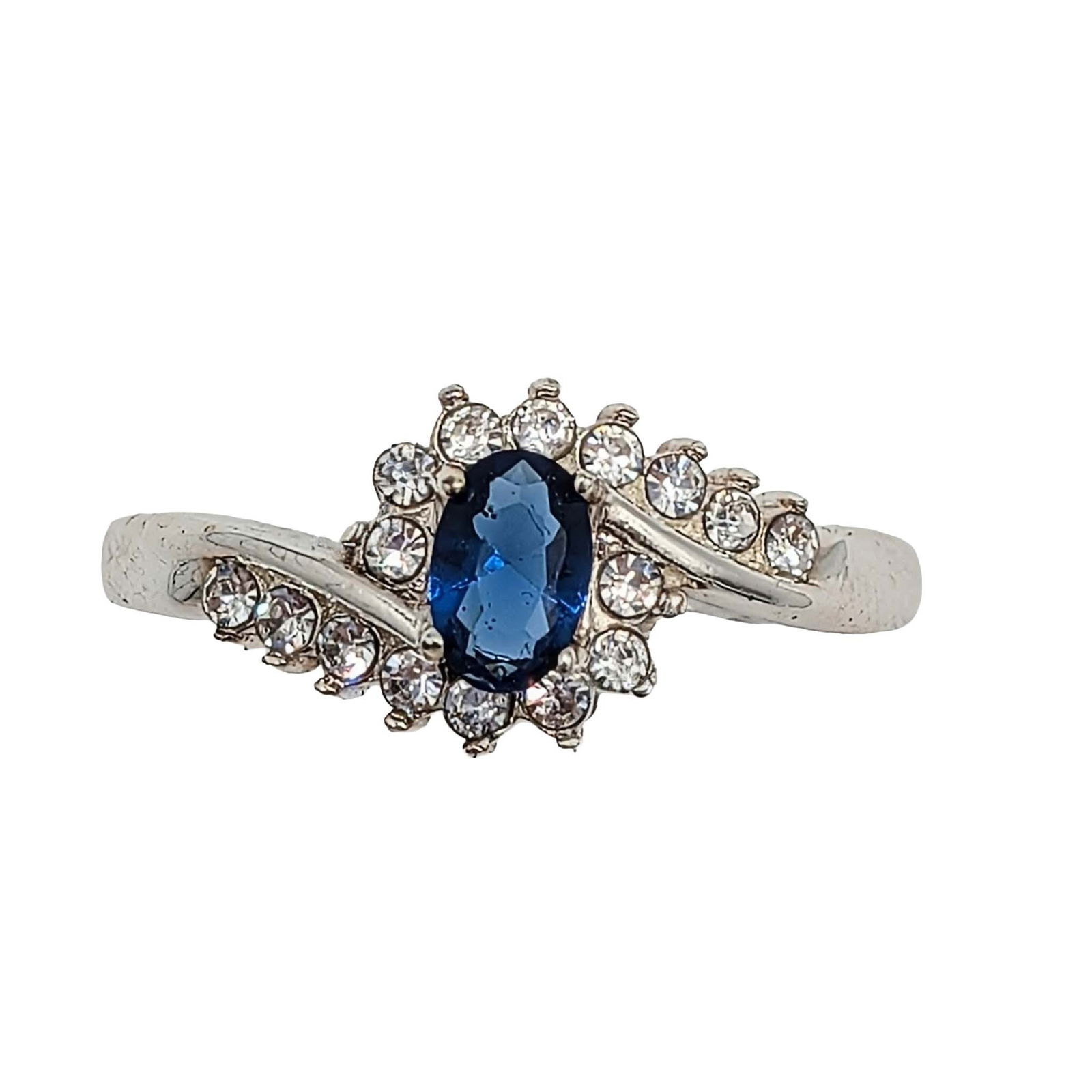 Silver Tone Metal Rhinestone Costume Ring (1 of 4)