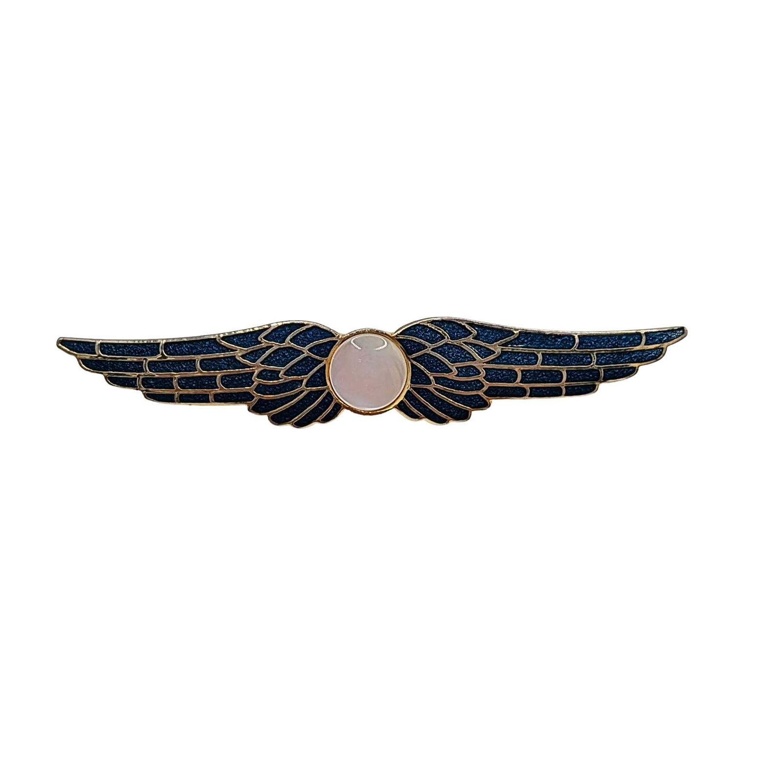 Isle of Skye Gold Tone Metal Enamel Mother of Pearl Wing Brooch: Isle of Skye Gold Tone Metal, Mother of Pearl, Enamel Wing Brooch. Signed Isle of Skye. 6.1g