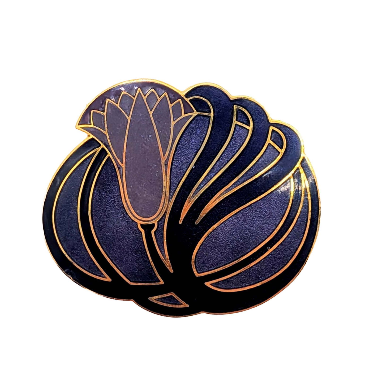 Isle of Skye Gold Tone Metal Enamel Lotus Flower Brooch: Isle of Skye Gold Tone Metal, Enamel Lotus Flower Brooch. Signed Isle of Skye. 11.2g