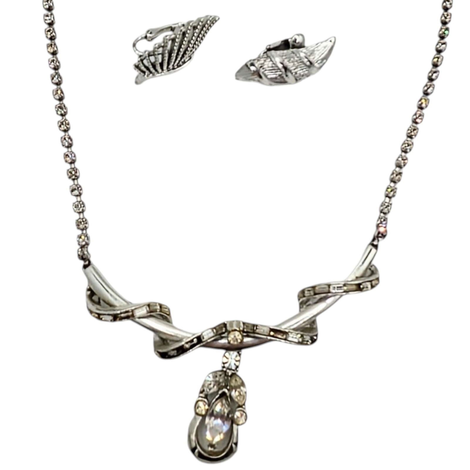 Coro Silver Tone Metal Rhinestone Costume Jewelry Lot: Coro Silver Tone Metal, Rhinestone Costume Jewelry Lot. AS IS missing pieces. 36.5g