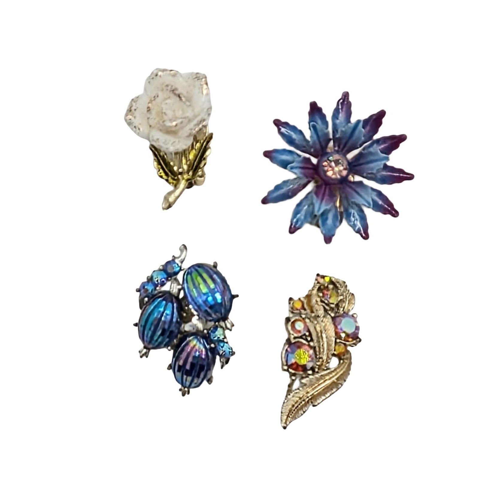 Coro Rhinestone Costume Earrings Lot: Coro Gold Tone Metal, Silver Tone Metal, Rhinestone, Acrylic Costume Earrings Lot. Signed Coro. AS IS missing pieces. 26.7g