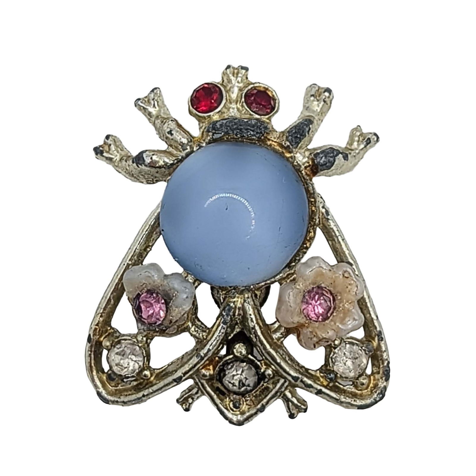 Vintage Gold Tone Metal Rhinestone Fly Brooch: Vintage Gold Tone Metal, Rhinestone Fly Brooch. Unsigned. 6.2g