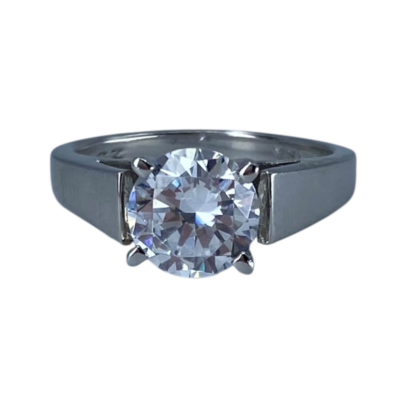 Signed Sterling Round CZ Engagement Ring 5g Sz 7 (1 of 6)