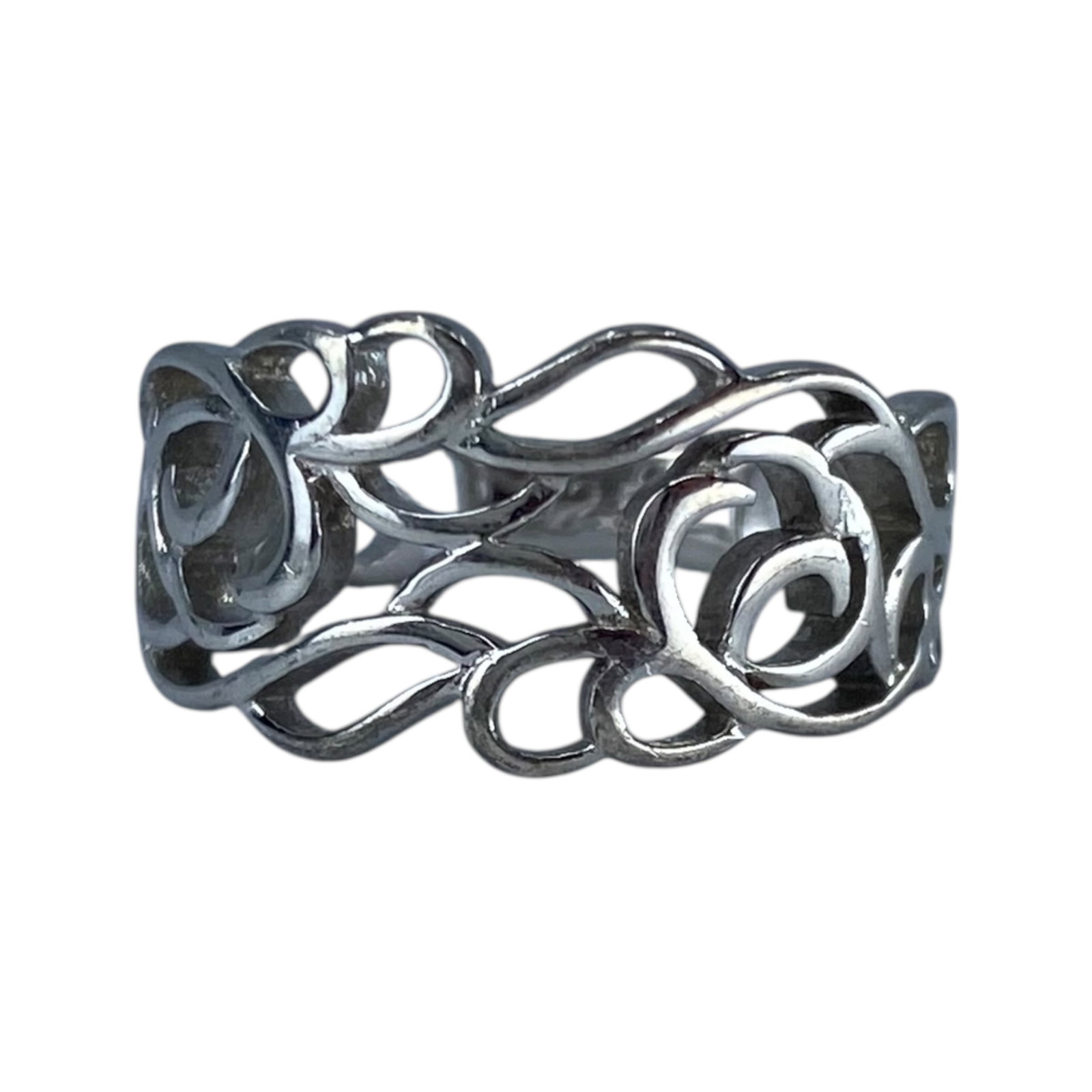 Sterling Cut Out Swirl Band 3g sz 4.75 (1 of 4)