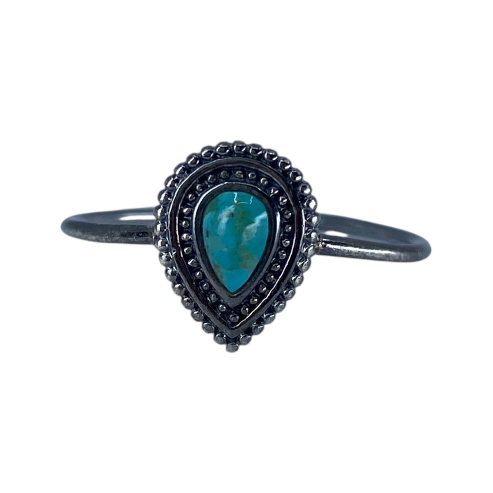 Boma Sterling Turquoise Teardrop Dainty Ring sz 8 1.2g: Boma Sterling Turquoise Teardrop Dainty Ring sz 8 1.2g Engraved Boma 925