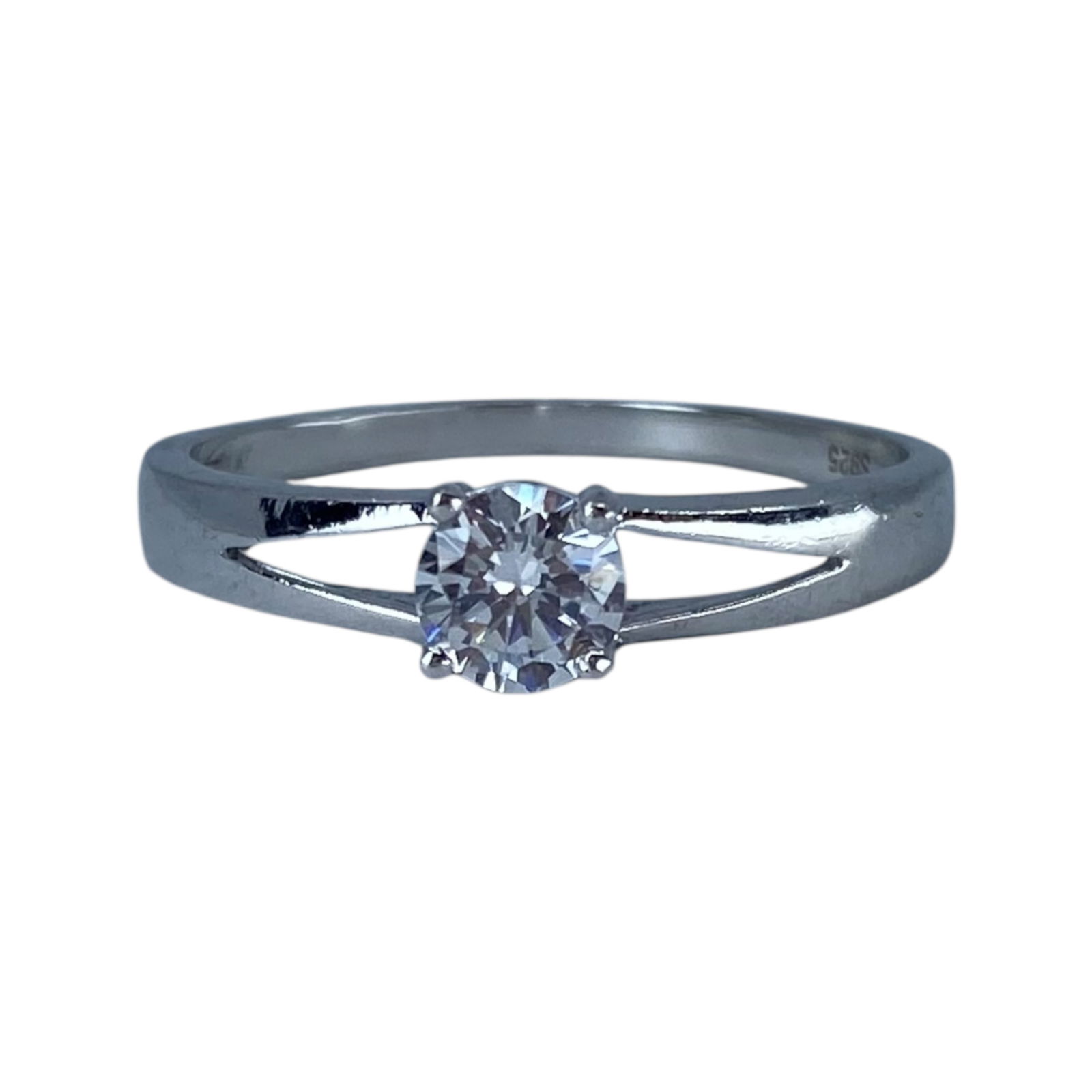 Sterling Round Rhinestone Engagement Ring 2g 8.75 (1 of 4)