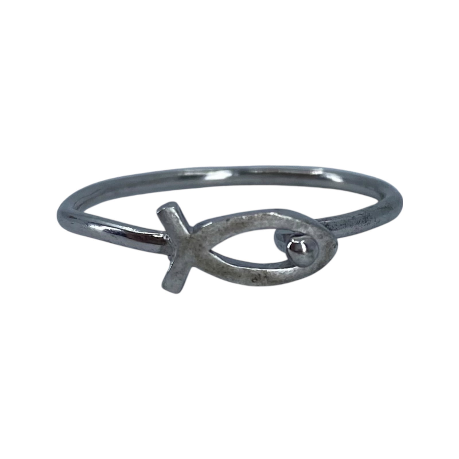 Sterling Thin Ichthus Christian Fish Ring 1.23g sz 8.75 (1 of 5)
