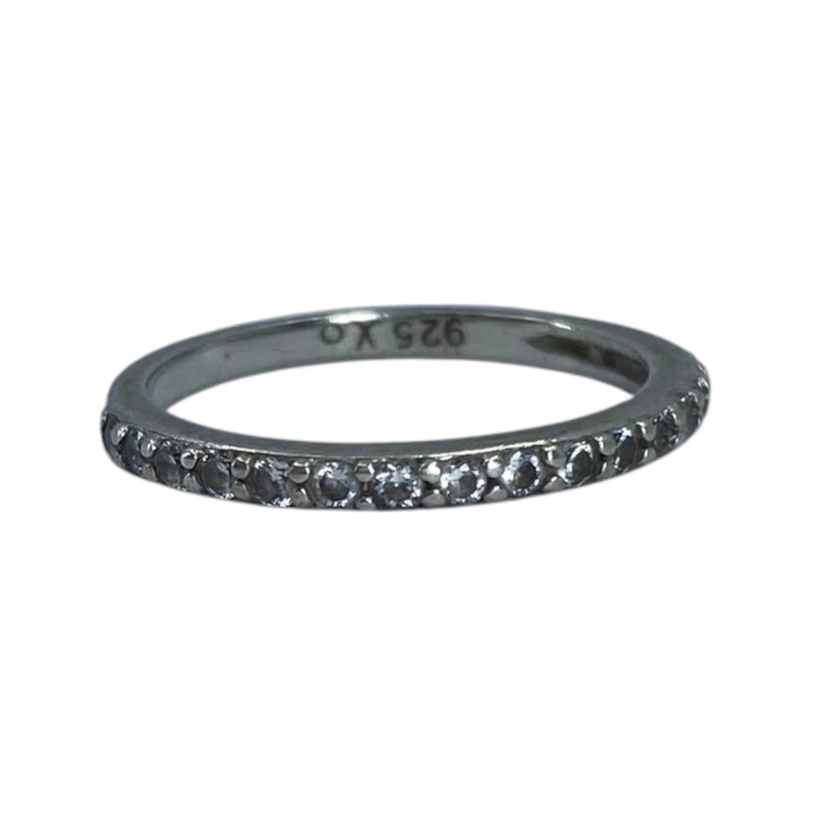 Sterling Round Rhinestone Band 1.2g sz 6: Signed Sterling Round Rhinestone Band 1.2g sz 6 Engraved 925 XO