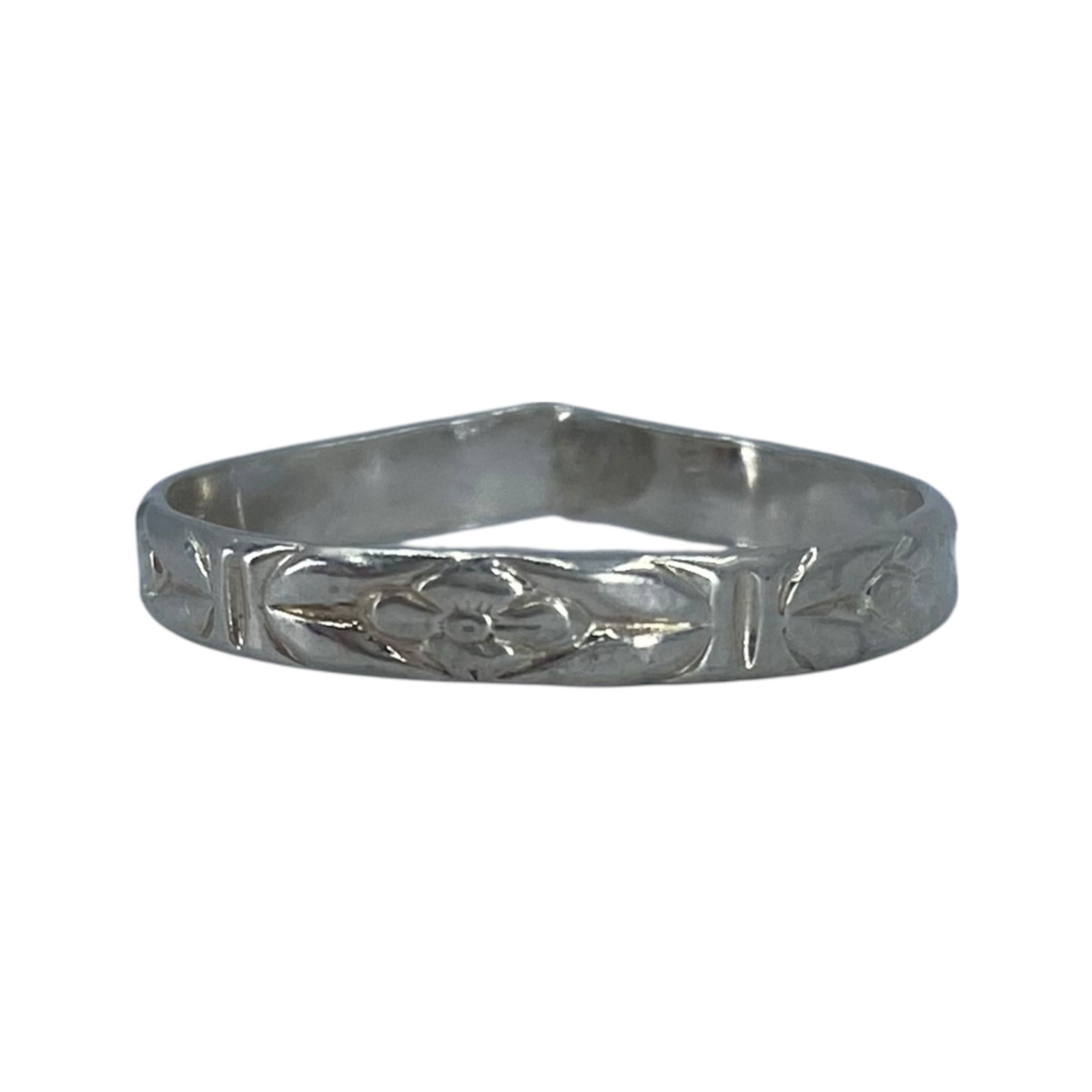 Sterling Floral Engraved Band 1g sz 5.5: Sterling Floral Engraved Band 1g sz 5.5
