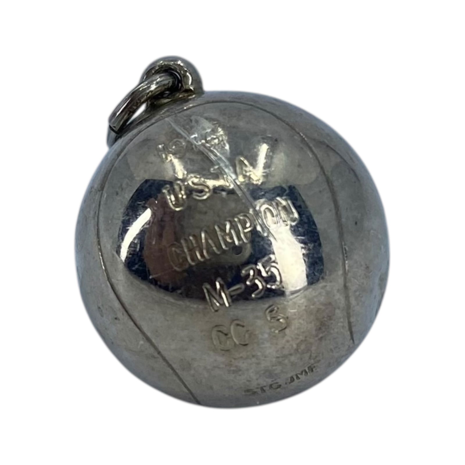 Signed Sterling Engraved Tennis Ball Charm 3.4g: Signed Sterling Engraved Tennis Ball Charm 3.4g Engraved 1975 USTA Champion M-35 CC S, STS JMF