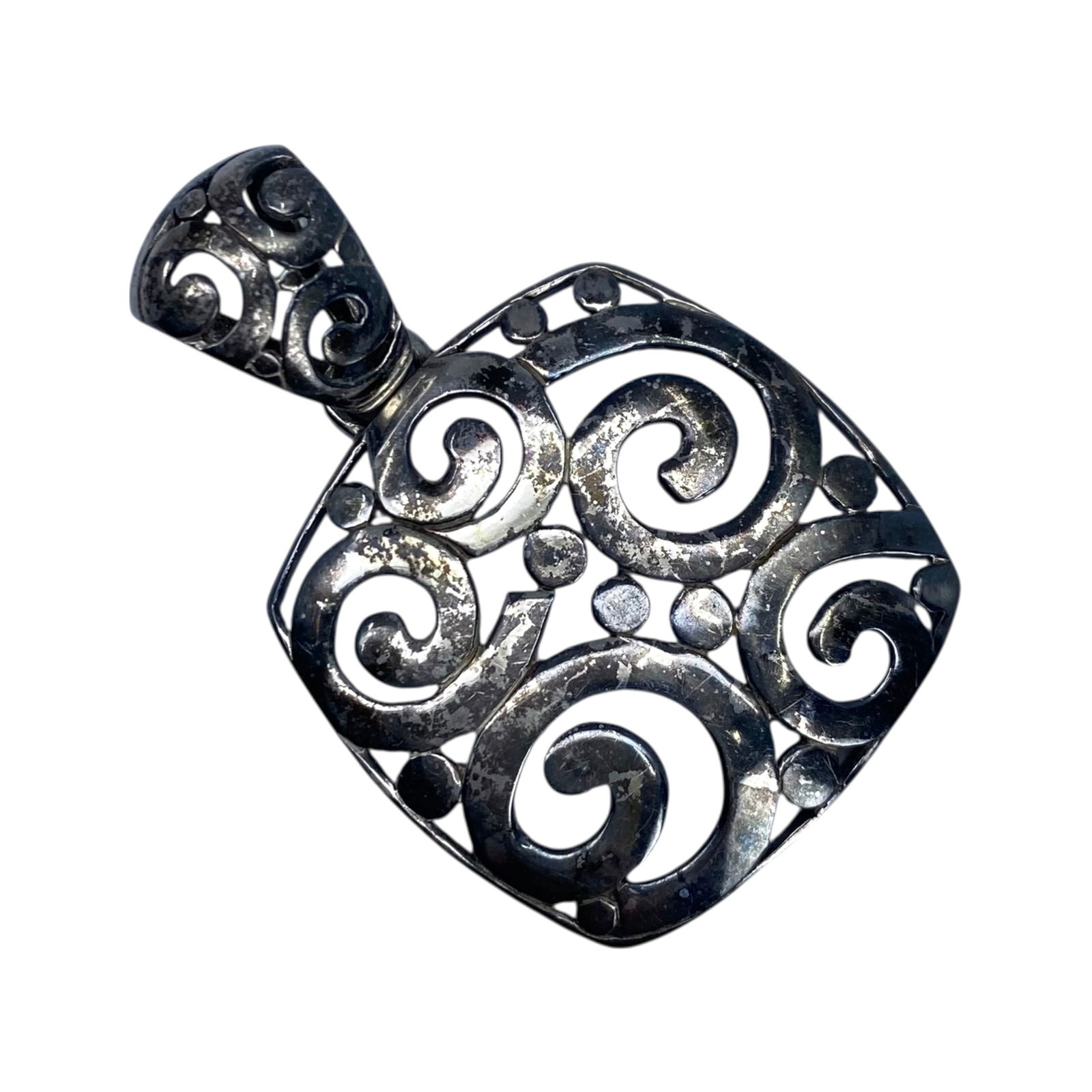 Sterling Large Swirl Cut Out Pendant 12g: Sterling Large Swirl Cut Out Pendant 12g Engraved SX925 Thailand