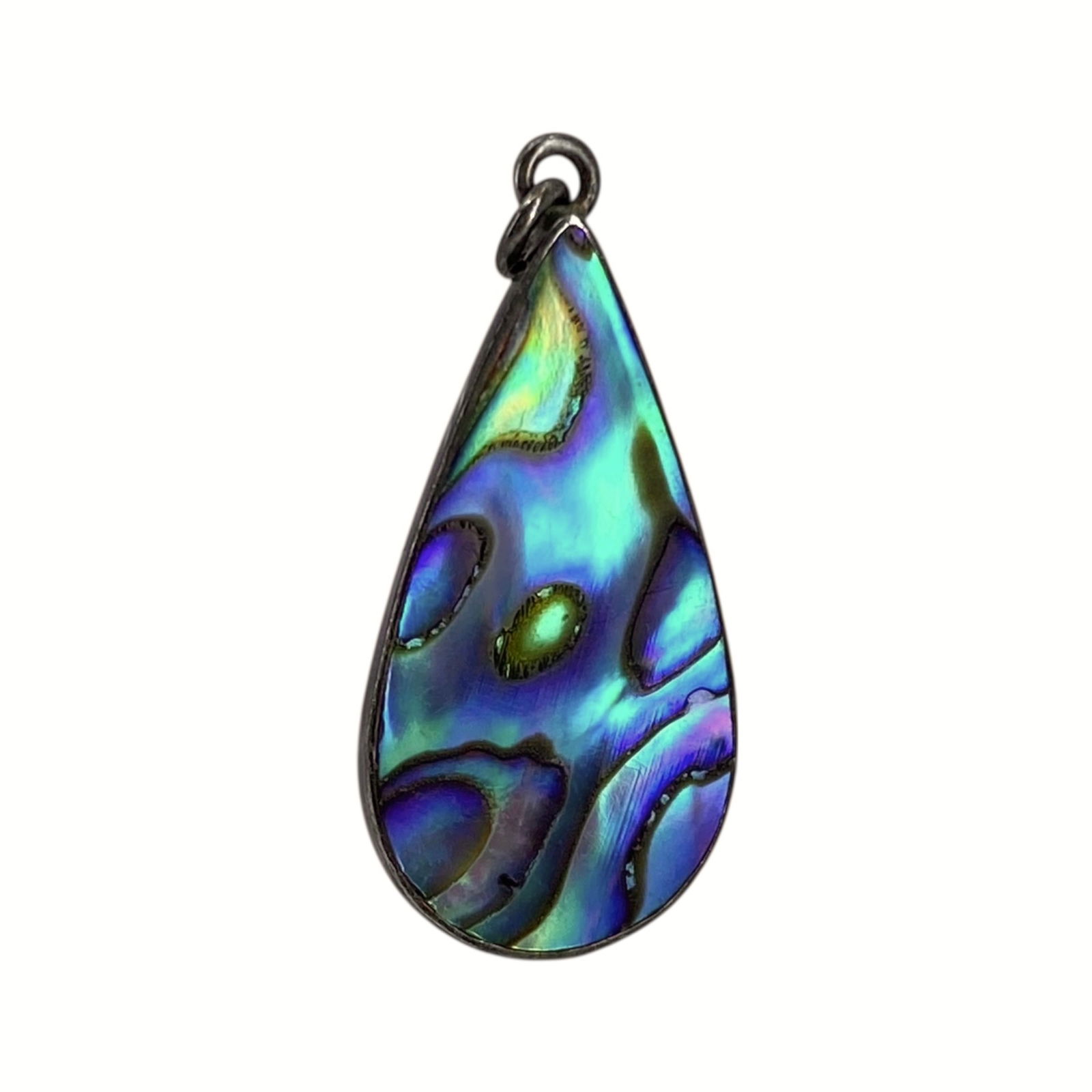 Sterling Abalone Shell Teardrop Pendant 2.2g: Sterling Abalone Shell Teardrop Pendant 2.2g Engraved STG SIL