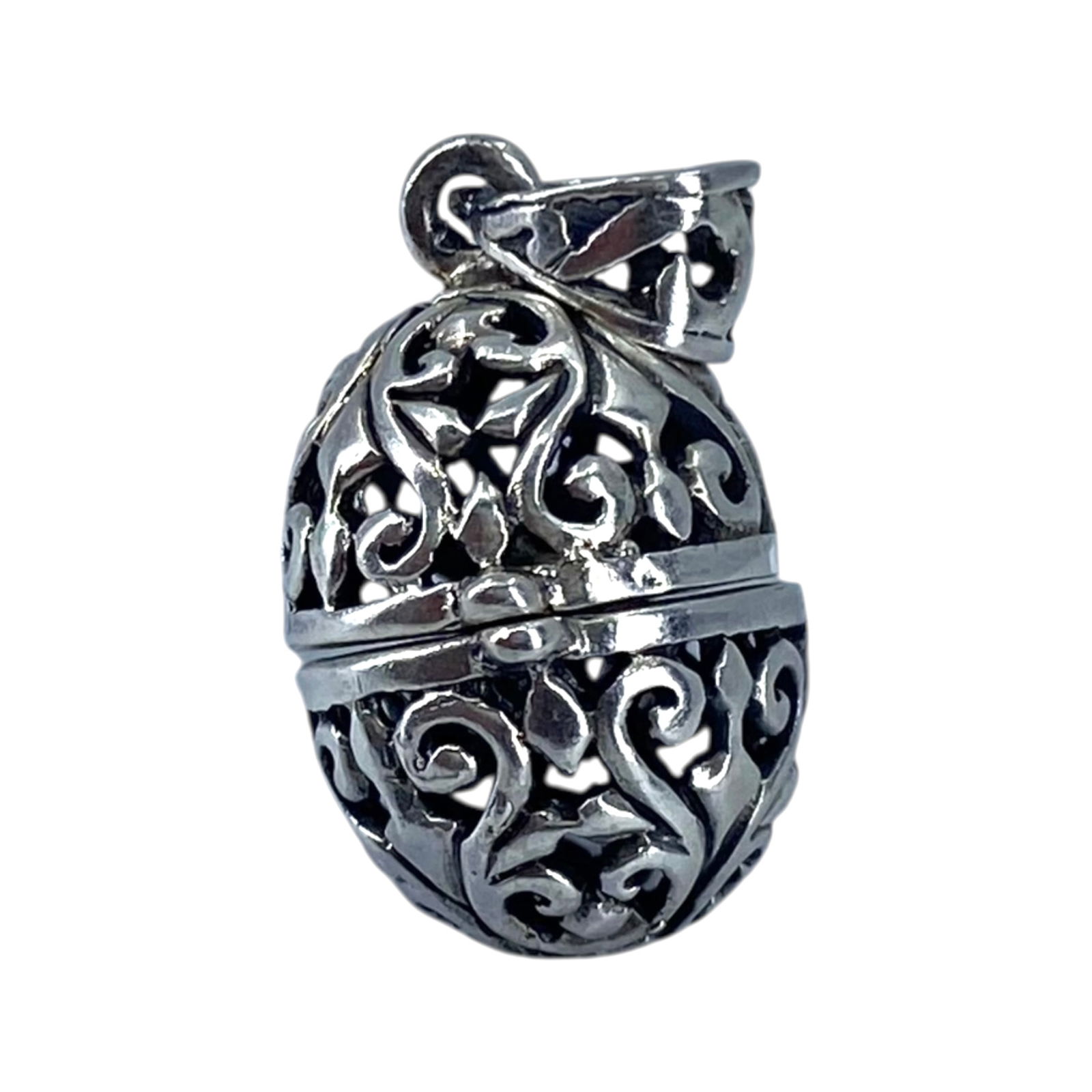 Sterling Filigree Egg Locket Charm 4g: Sterling Filigree Egg Locket Charm 4g Engraved 925