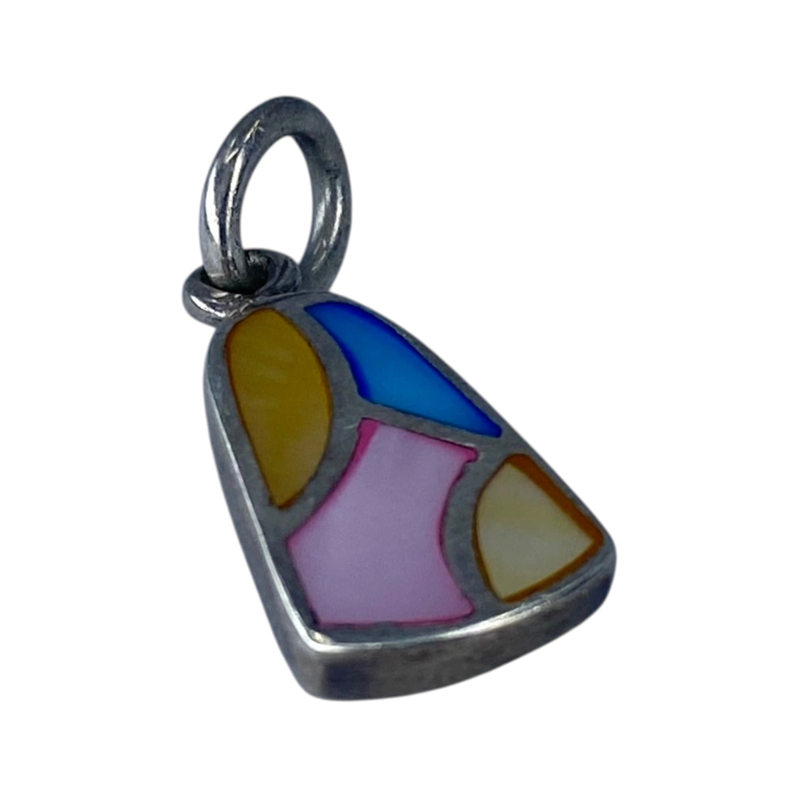 Sterling Colorful Mother Of Pearl Pendant 2.2g: Sterling Colorful Mother Of Pearl Pendant 2.2g Engraved 925