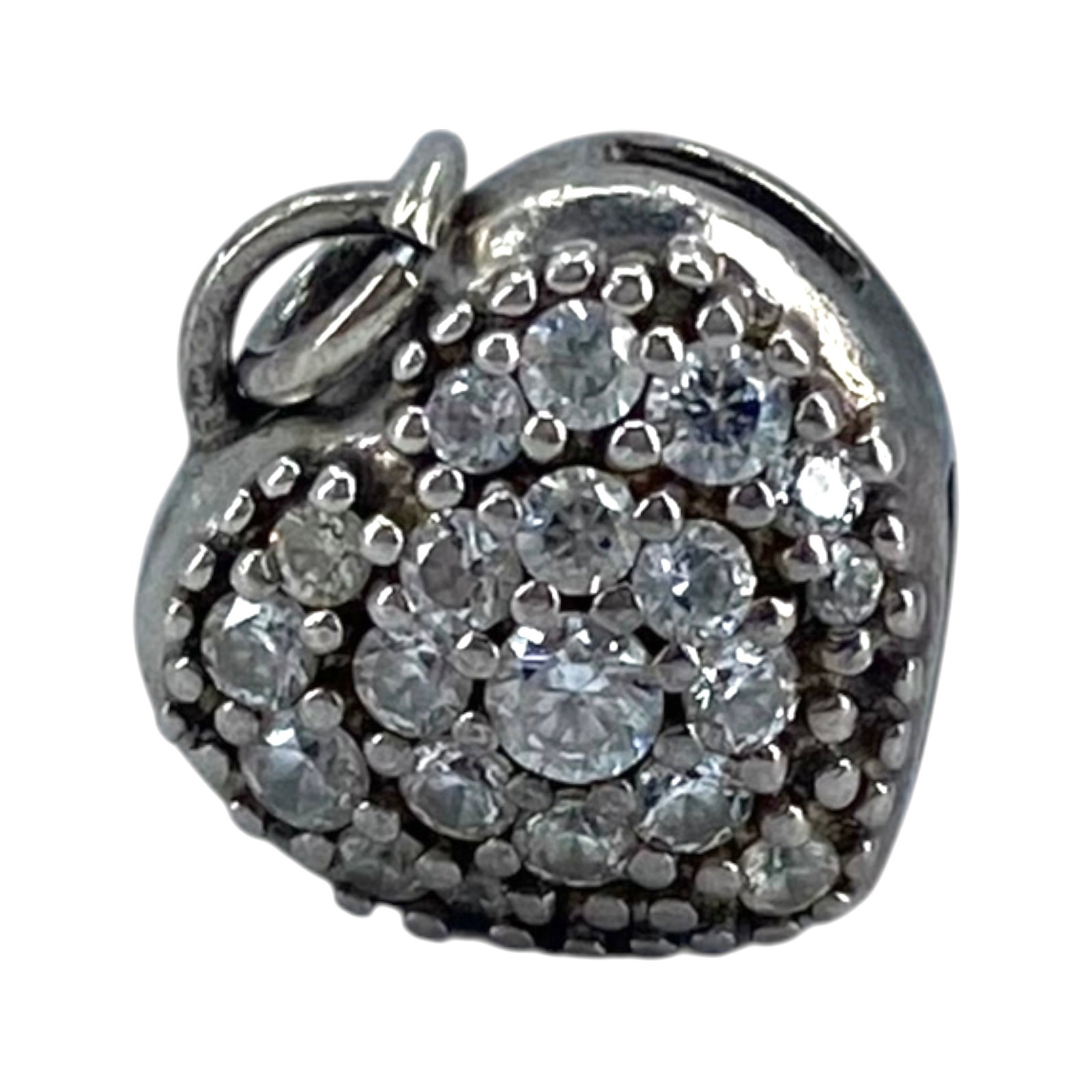 Sterling Rhinestone Puffy Heart Pendant 2.3g (1 of 4)