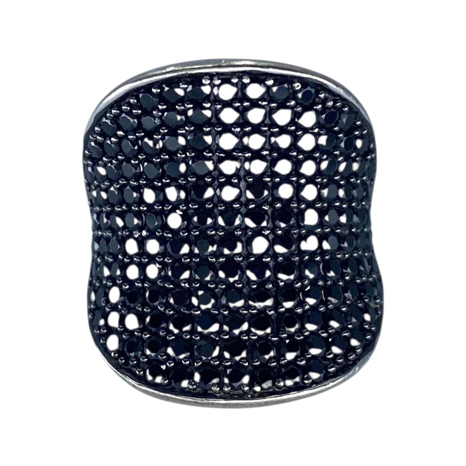 Signed Sterling Black Rhinestone Saddle Ring 9g sz 8: Signed Sterling Black Rhinestone Saddle Ring 9g sz 8 Engraved with a Diamond Hallmark 925 China