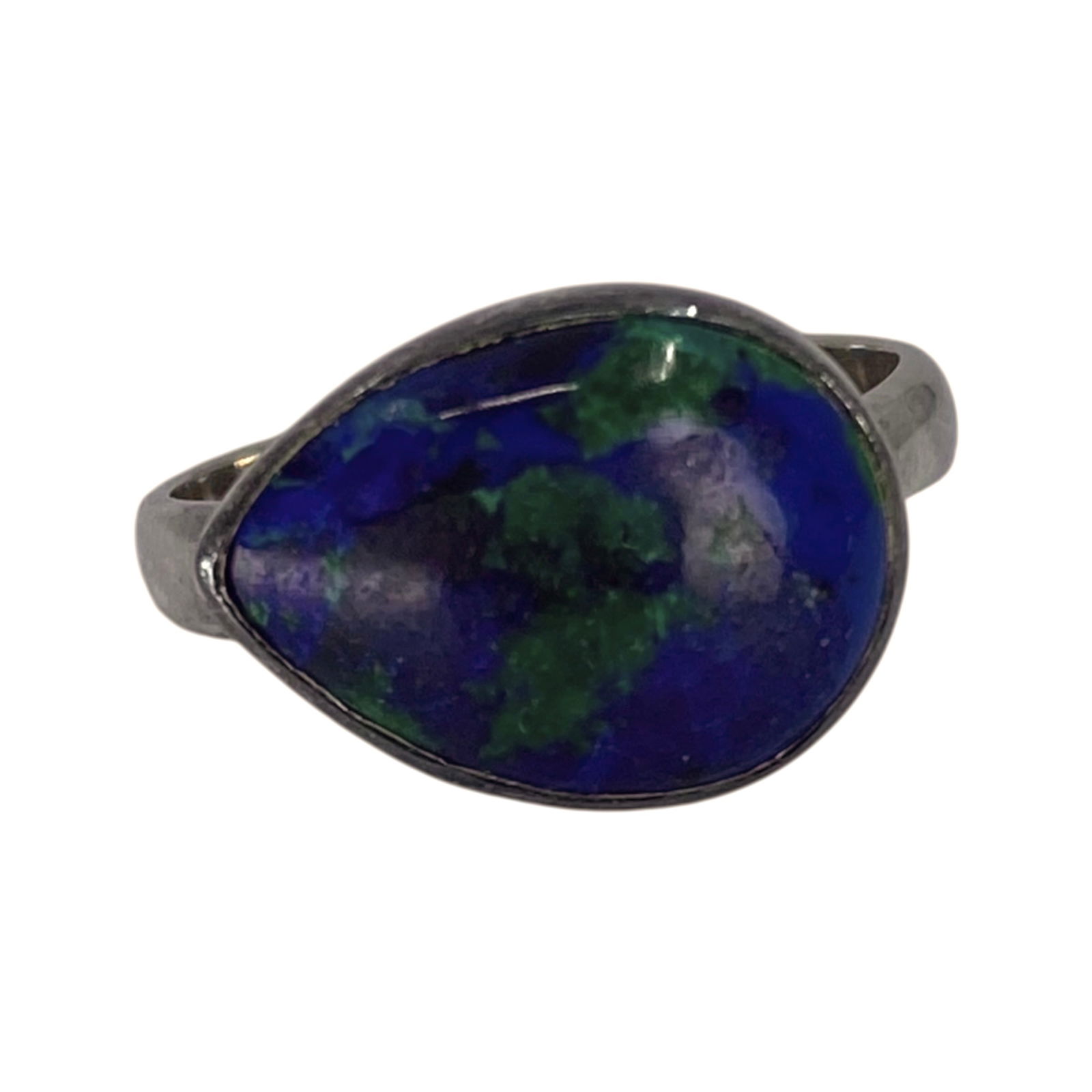 Sterling Azurite Malachite Teardrop Ring 5g sz 9: Sterling Azurite Malachite Teardrop Adjustable Ring 5g sz 9 Engraved 925