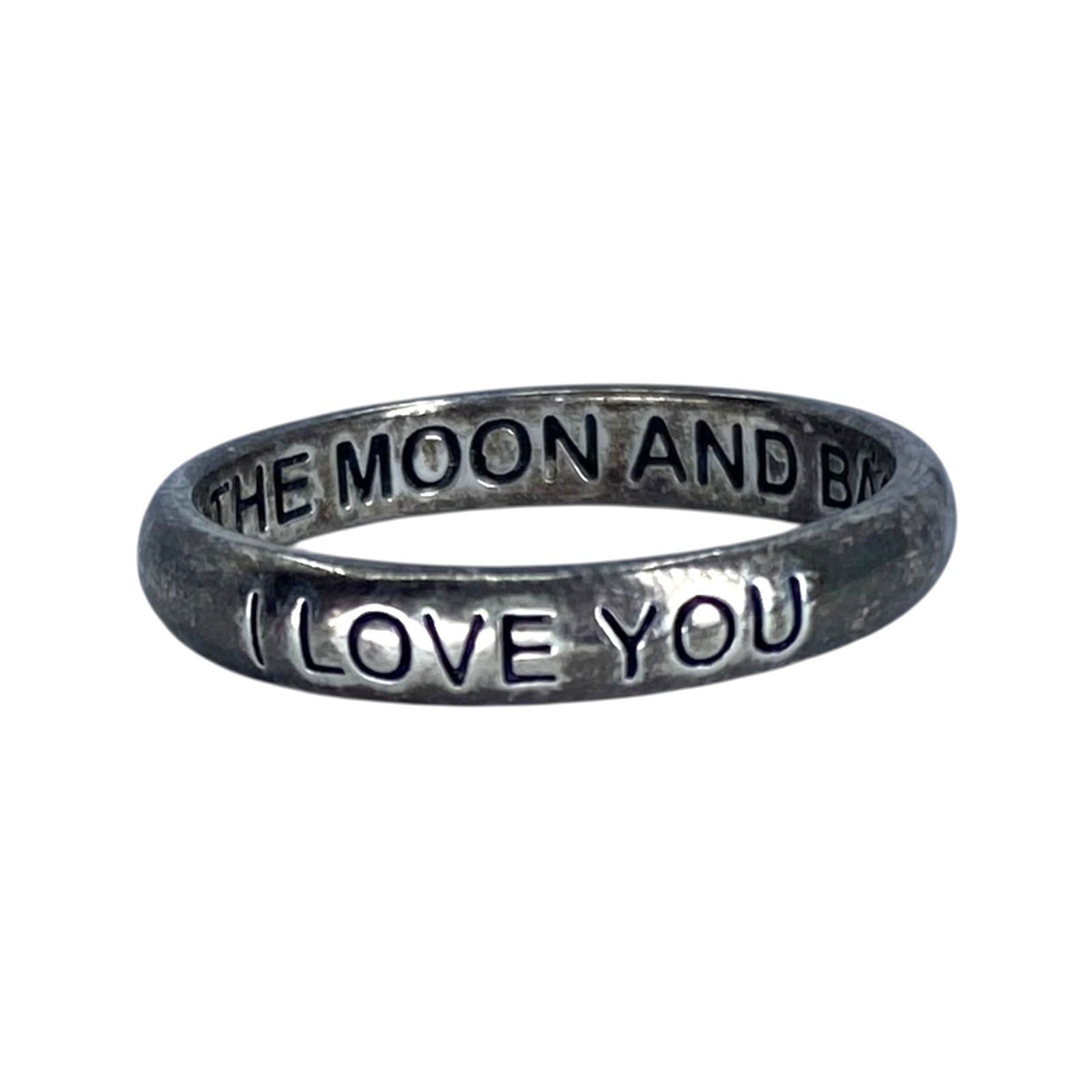 Signed Sterling Engraved "I Love You To The Moon And Back" Ring 3.2g sz 8.5: Signed Sterling Engraved "I Love You To The Moon And Back" Ring 3.2g sz 8.5 Engraved 925 LA TH