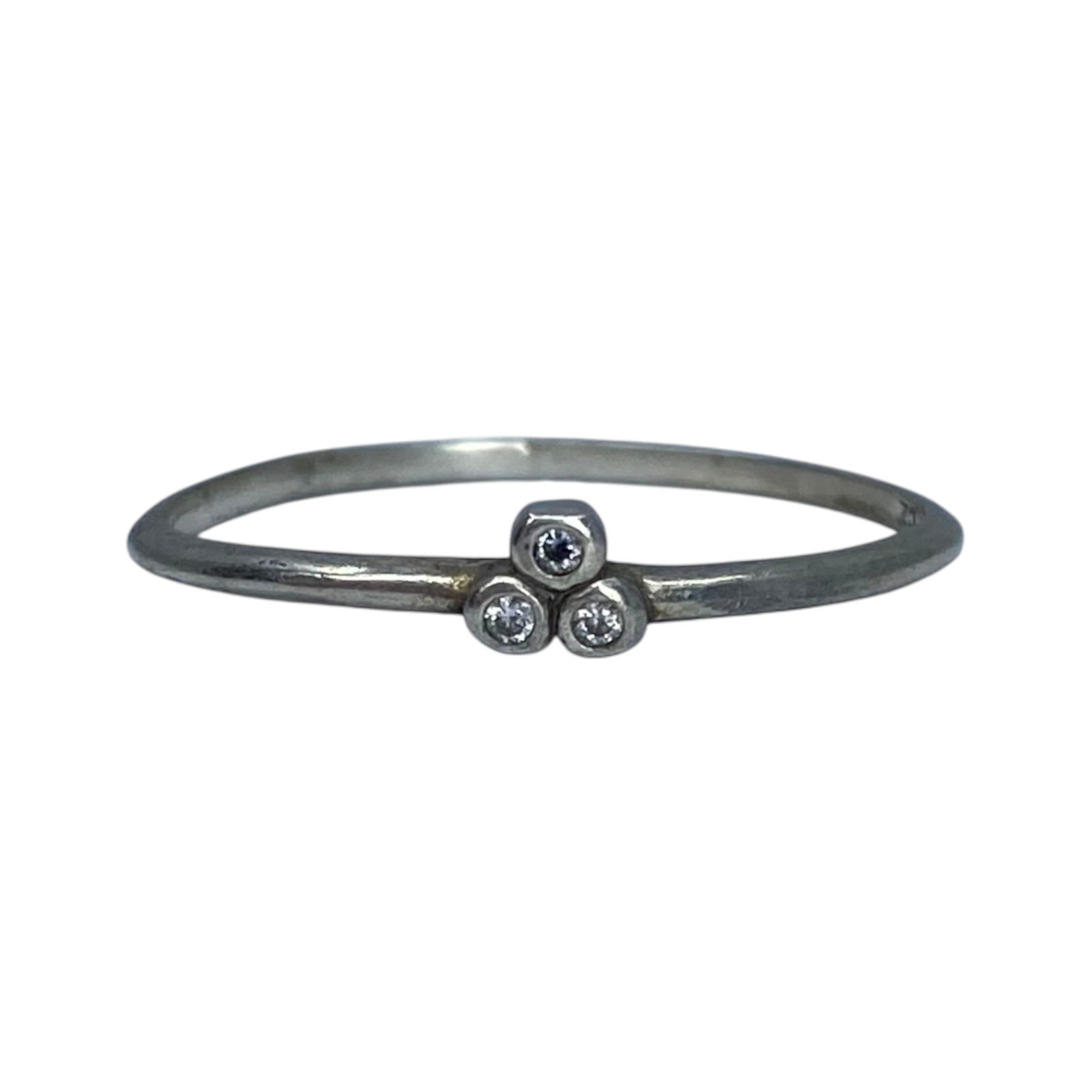 Sterling Three Round CZ Cluster Ring 1g sz 7: Sterling Three Round CZ Cluster Ring 1g sz 7 Engraved 925 SU CH CZ