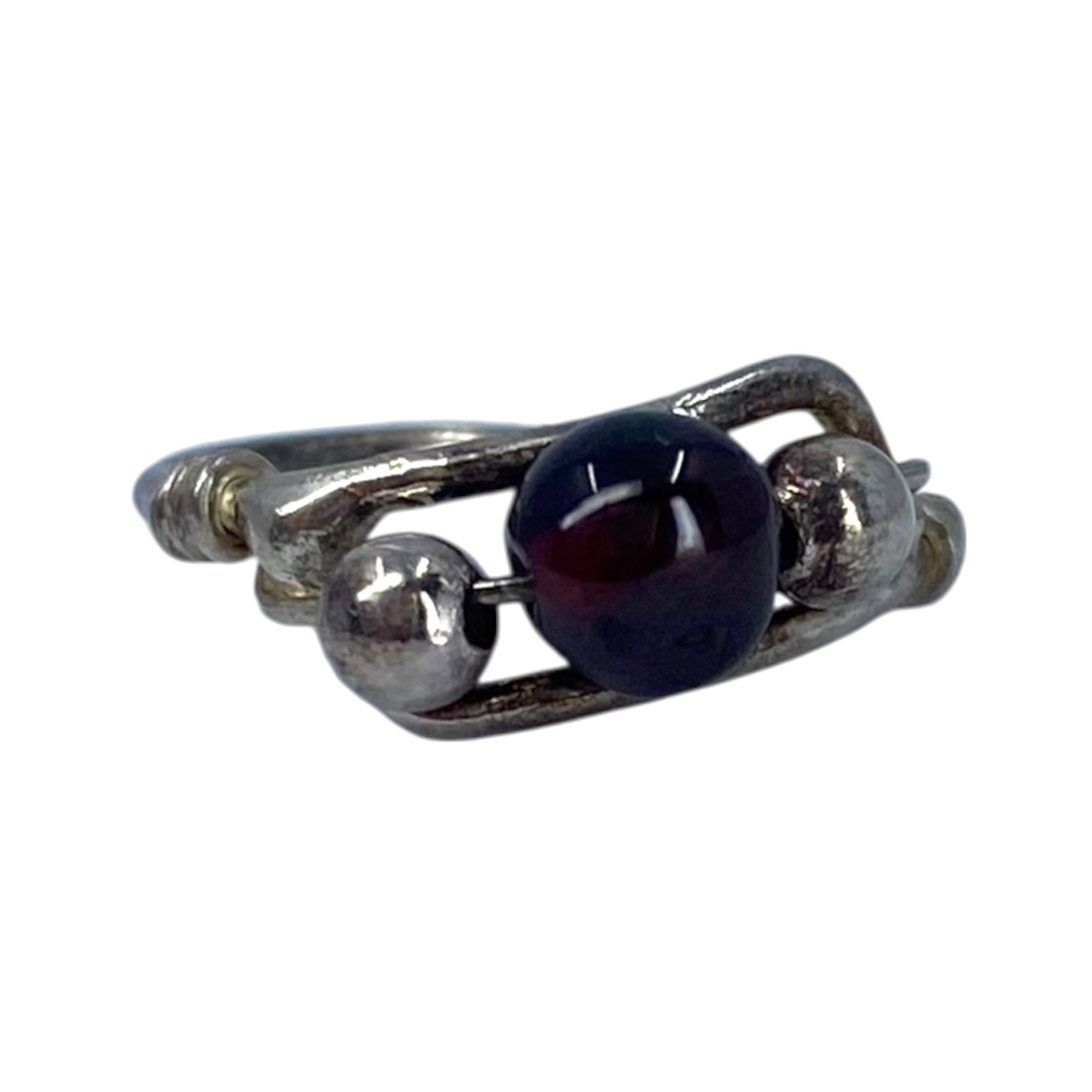 Sterling Maroon Bead Knuckle Ring 1g sz 1 (1 of 3)