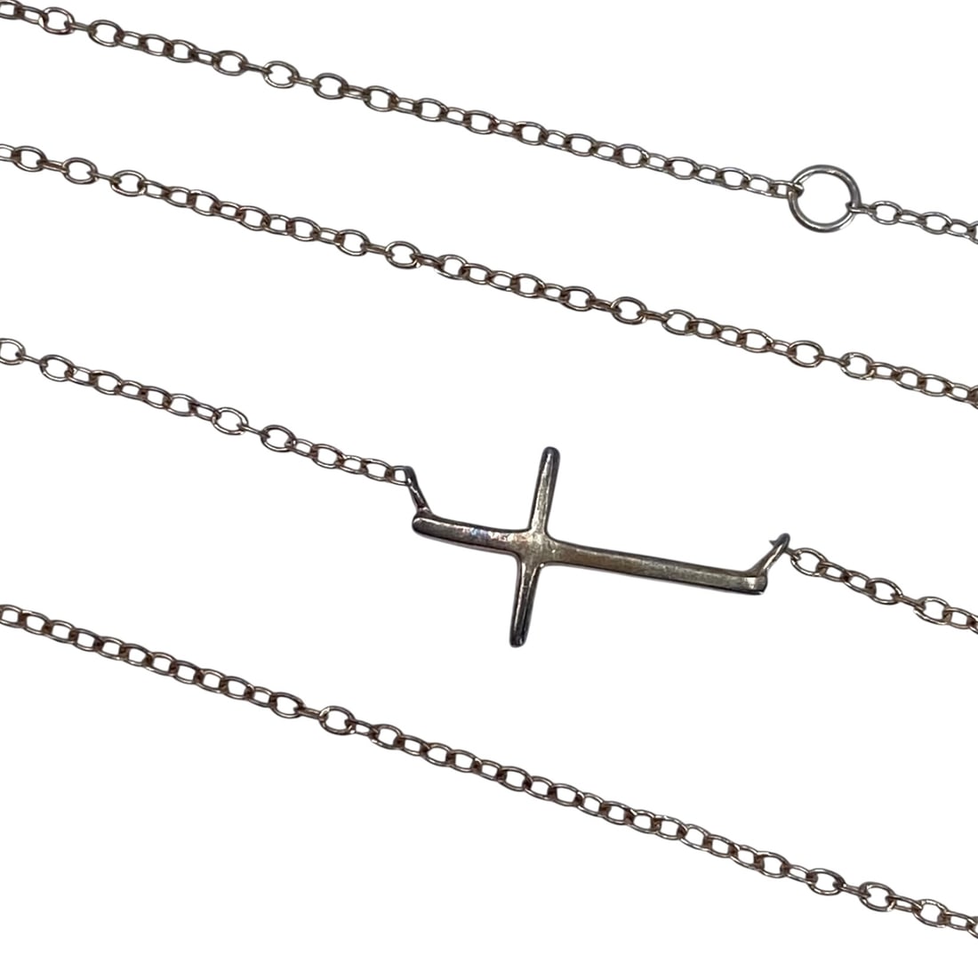 Rose Gold Over Sterling Dainty Cross Necklace 18.5in 1.5g (1 of 4)