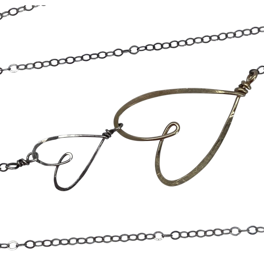 Sterling Double Heart Cable Necklace 18in 2g (1 of 4)