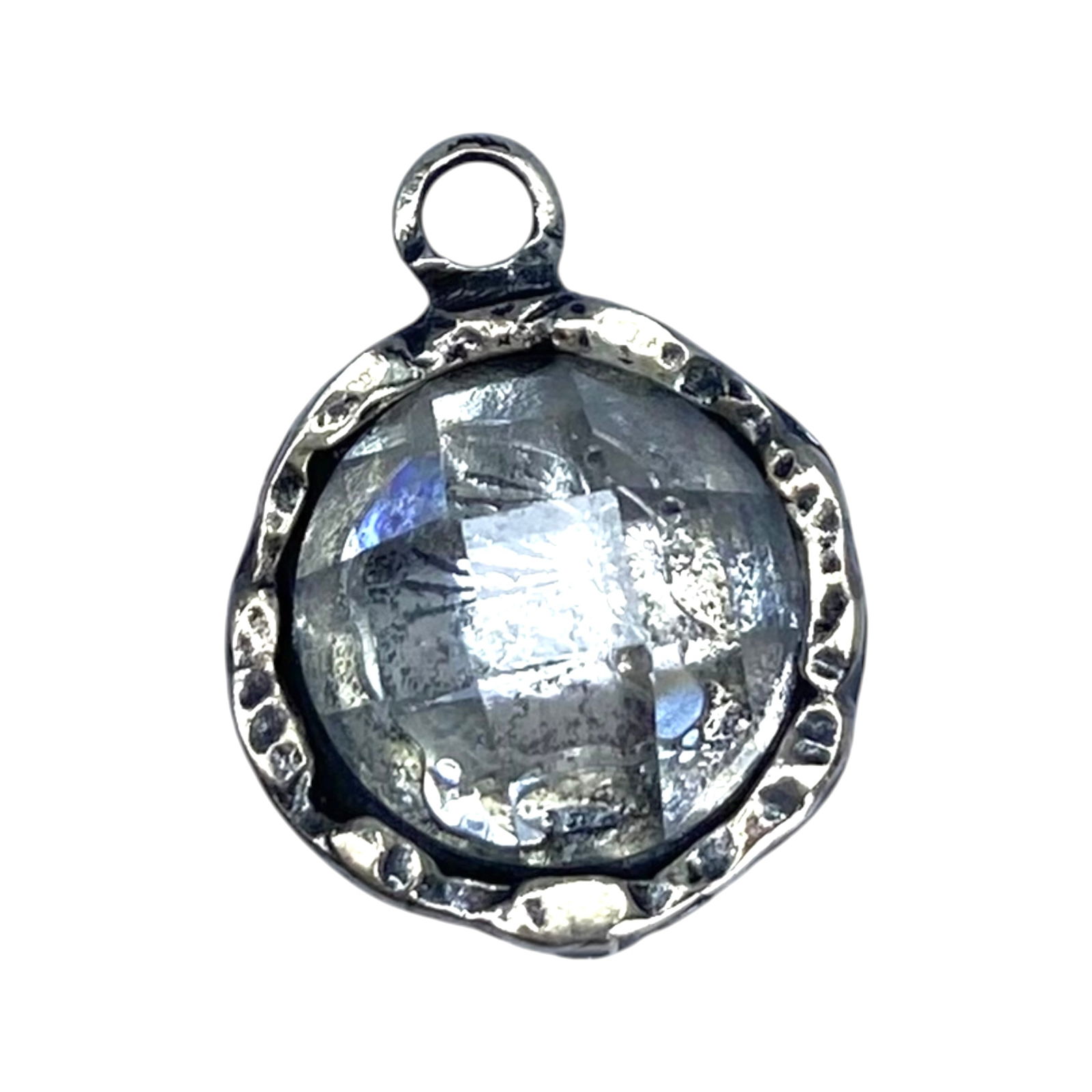 Signed Sterling Israel Faceted Rhinestone Circle Pendant 2.1g: Signed Sterling Israel Faceted Rhinestone Circle Pendant 2.1g Engraved GG Israel 925