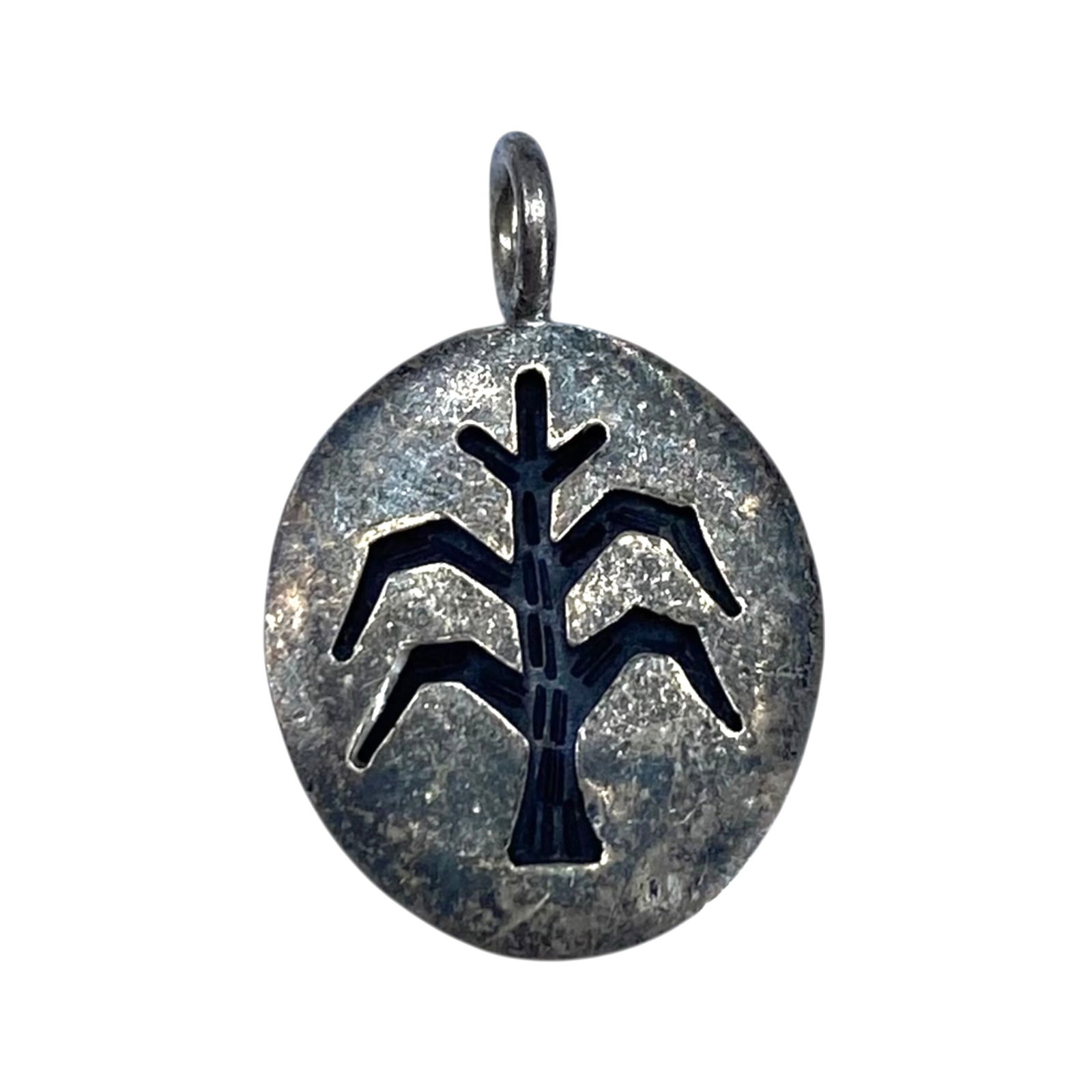 Signed Sterling Corn Stock Engraved Pendant 2g: Signed Sterling Corn Stock Engraved Pendant 2g Engraved Arrow Hallmark, Sterling