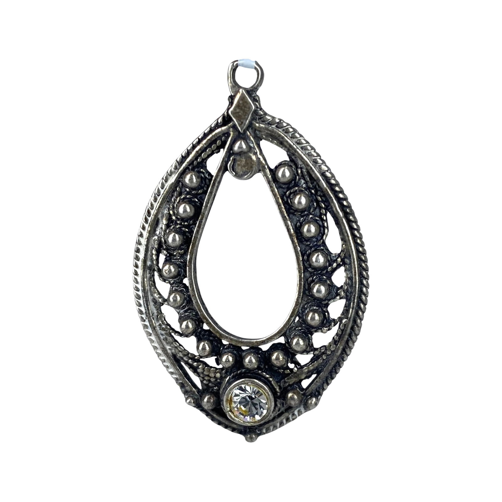 Sterling Rhinestone Filigree Oval Pendant 5.7g (1 of 4)