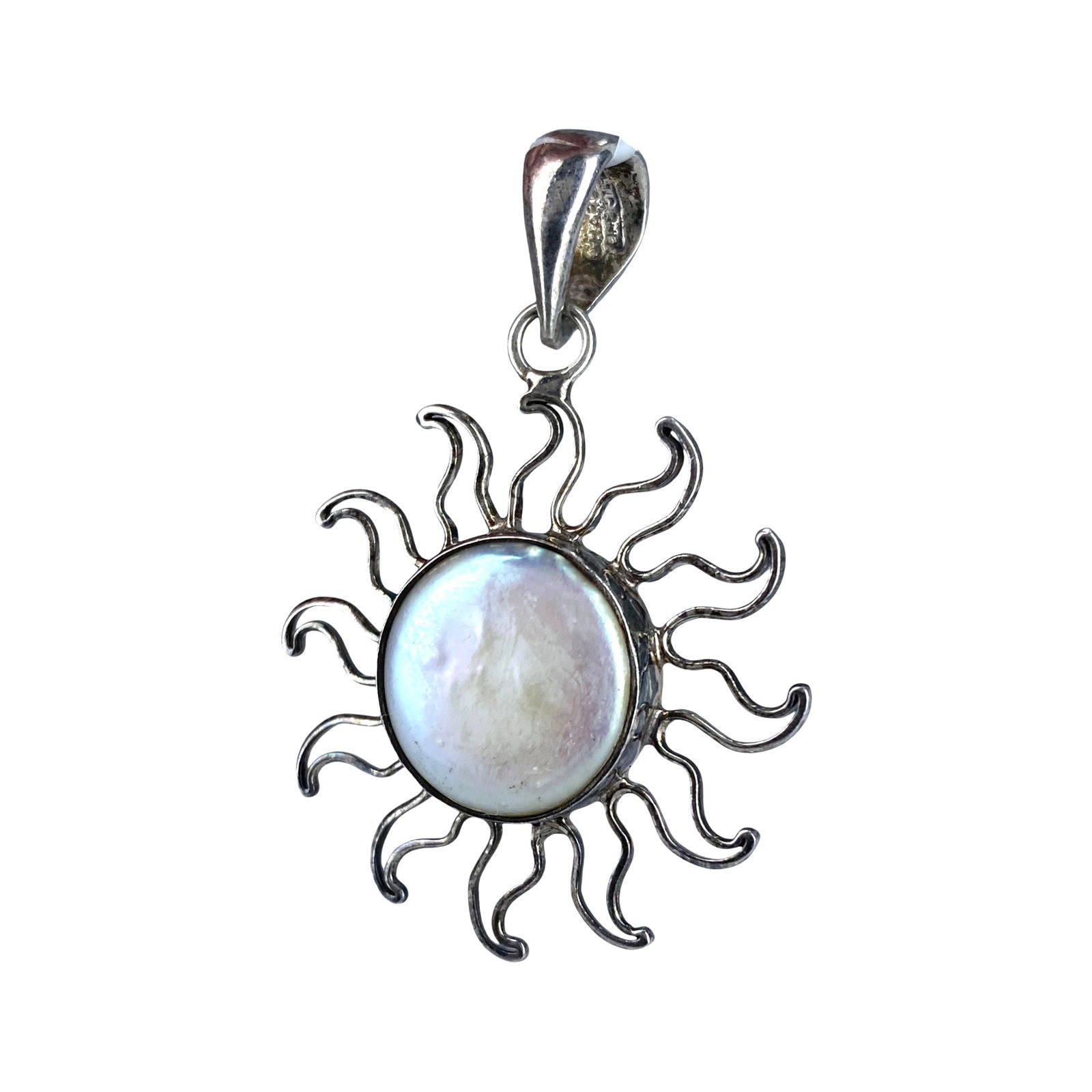 Charles Albert Mother Of Pearl Sun Pendant 5g: Charles Albert Mother Of Pearl Sun Pendant 5g Engraved Charles Fine Sterling