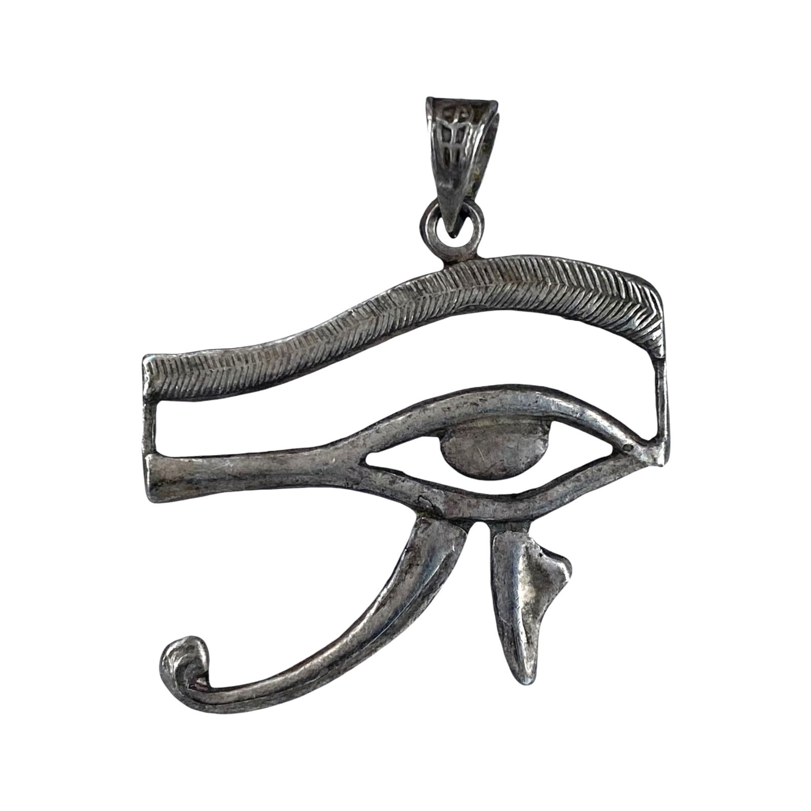 Signed Sterling Horus Eye Pendant 4g: Signed Sterling Horus Eye Pendant 4g Engraving is unknown, looks like another language?