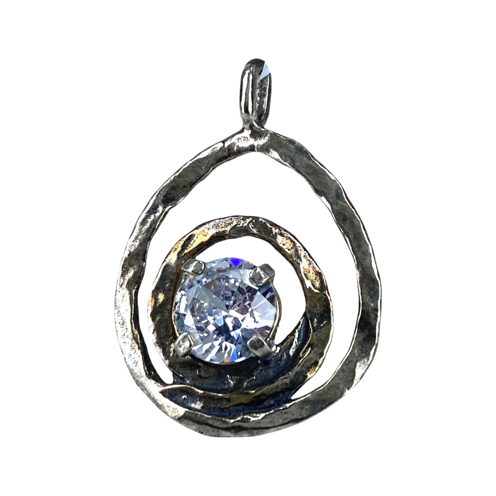 Israel Circle Rhinestone Cut Out Pendant 2.3g: Israel Circle Rhinestone Cut Out Pendant 2.3g Engraved Israel 925 - possible CZ