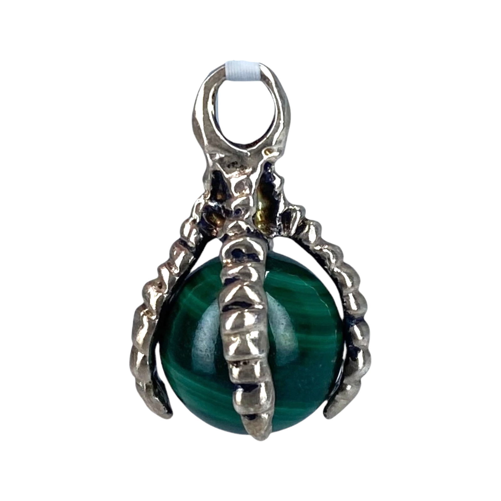 Sterling Malachite Marble Claw Pendant 4g: Sterling Malachite Marble Claw Pendant 4g