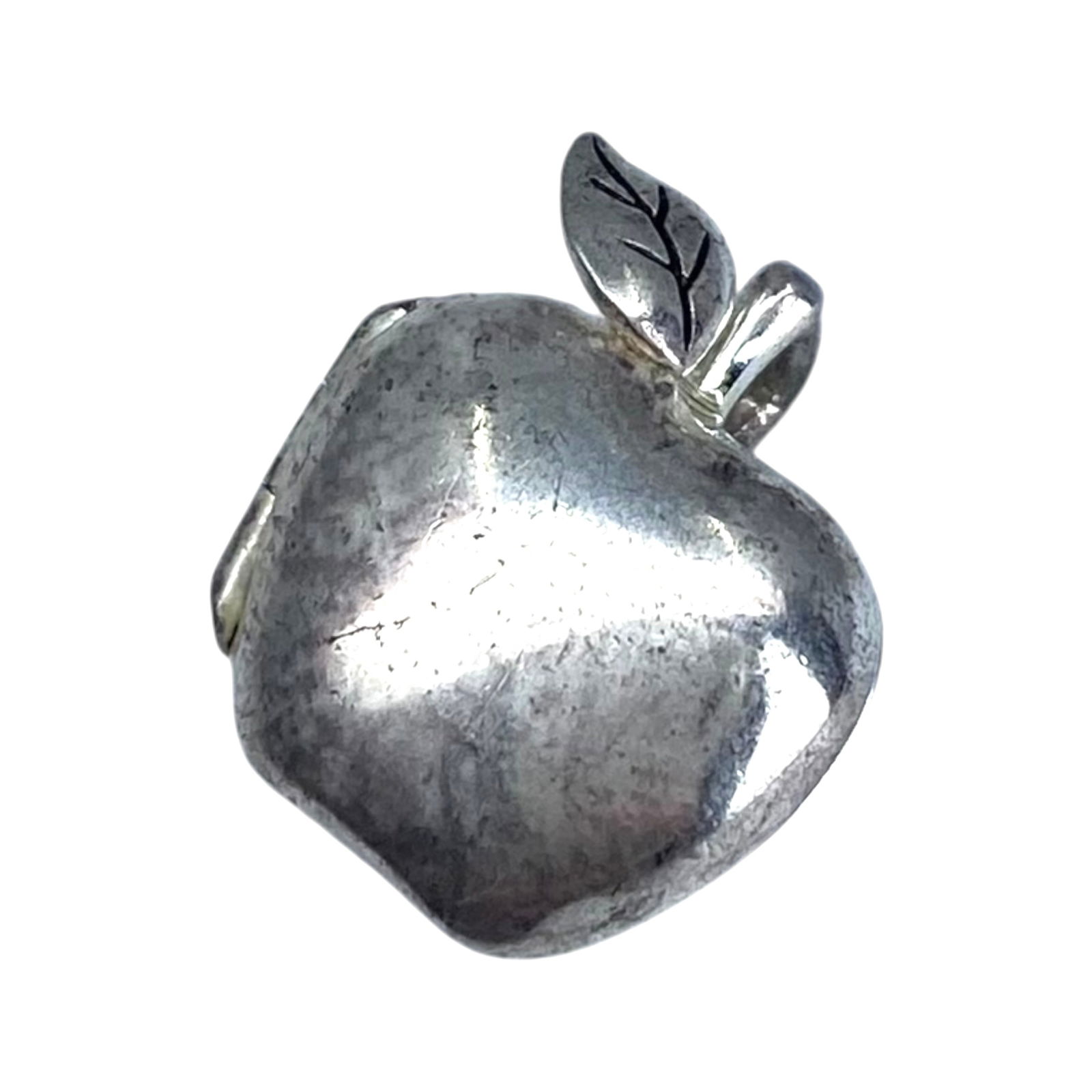 Signed Sterling Engraved Apple Locket Pendant 3g: Signed Sterling Engraved Apple Locket Pendant 3g Engraved on back "Teaching is a work of heart", 925 LA