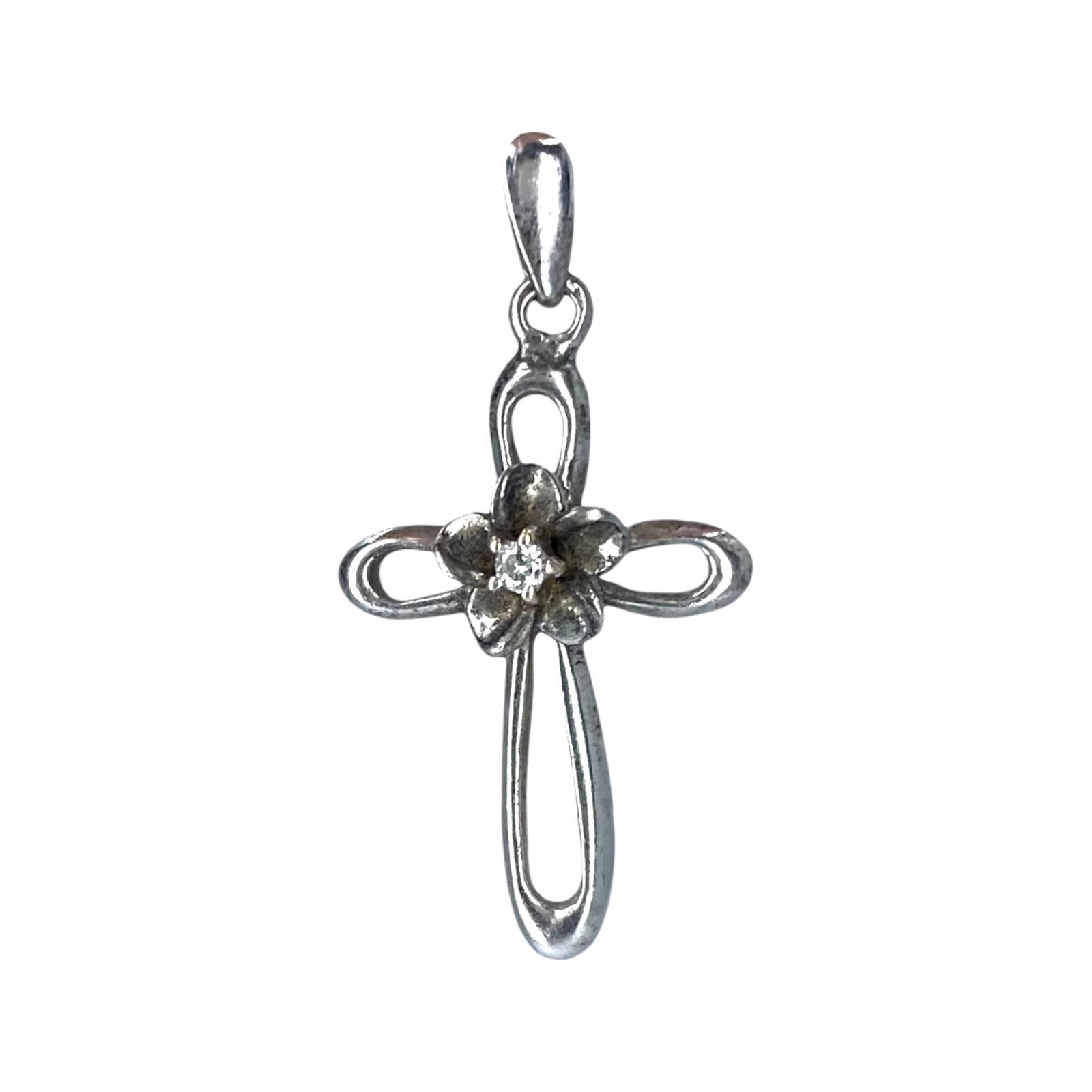 Signed 10k Gold over Sterling Diamond Cross Pendant 1.1g: Signed 10k Gold over Sterling Diamond Cross Pendant 1.1g Engraved 10k 925 and an unknown hallmark