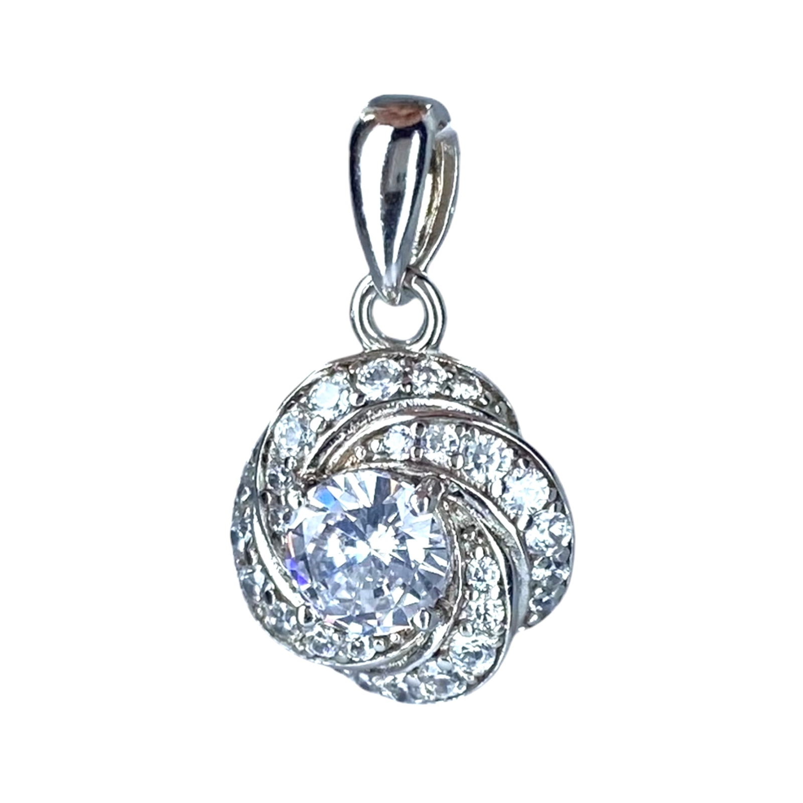 Signed Sterling CZ Swirl Pendant 1.33g: Signed Sterling CZ Swirl Pendant 1.33g Engraved IBB CN 925