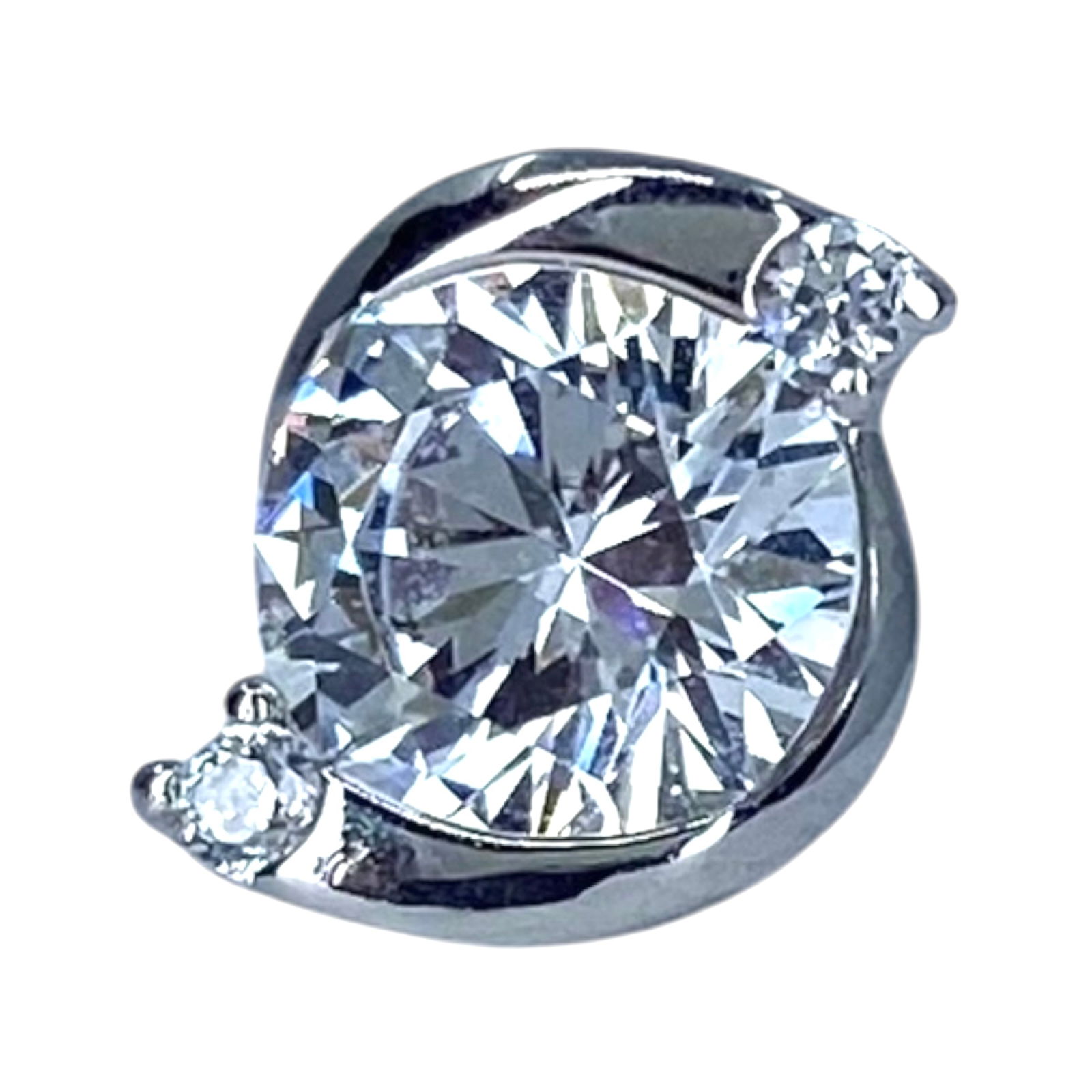 Signed Sterling Circle Rhinestone Elegant Pendant 1.3g: Signed Sterling Circle Rhinestone Elegant Pendant 1.3g, Engraved Diamond hallmark 925 China