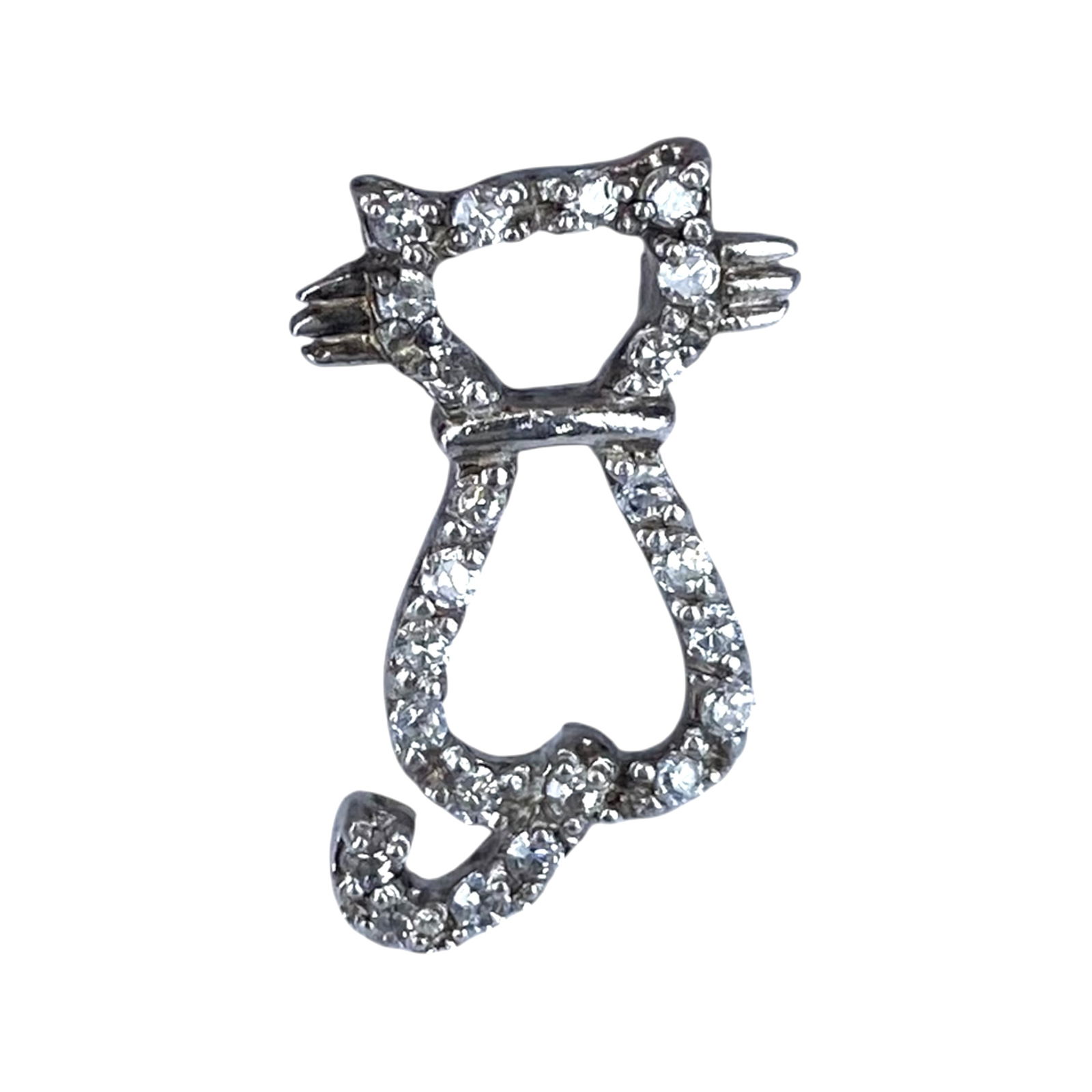 Signed Sterling Rhinestone Cat Pendant 1.11g: Signed Sterling Rhinestone Cat Pendant 1.11g Engraved 925 FAS THAI