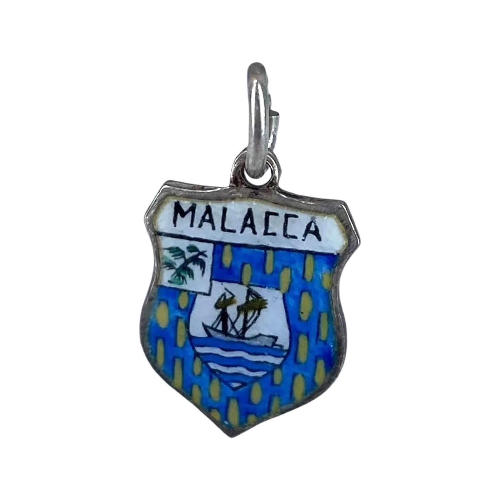 Sterling Painted Malacca Shield Charm 1.3g: Sterling Painted Malacca Shield Charm 1.3g Engraved 'Sterling Silver'