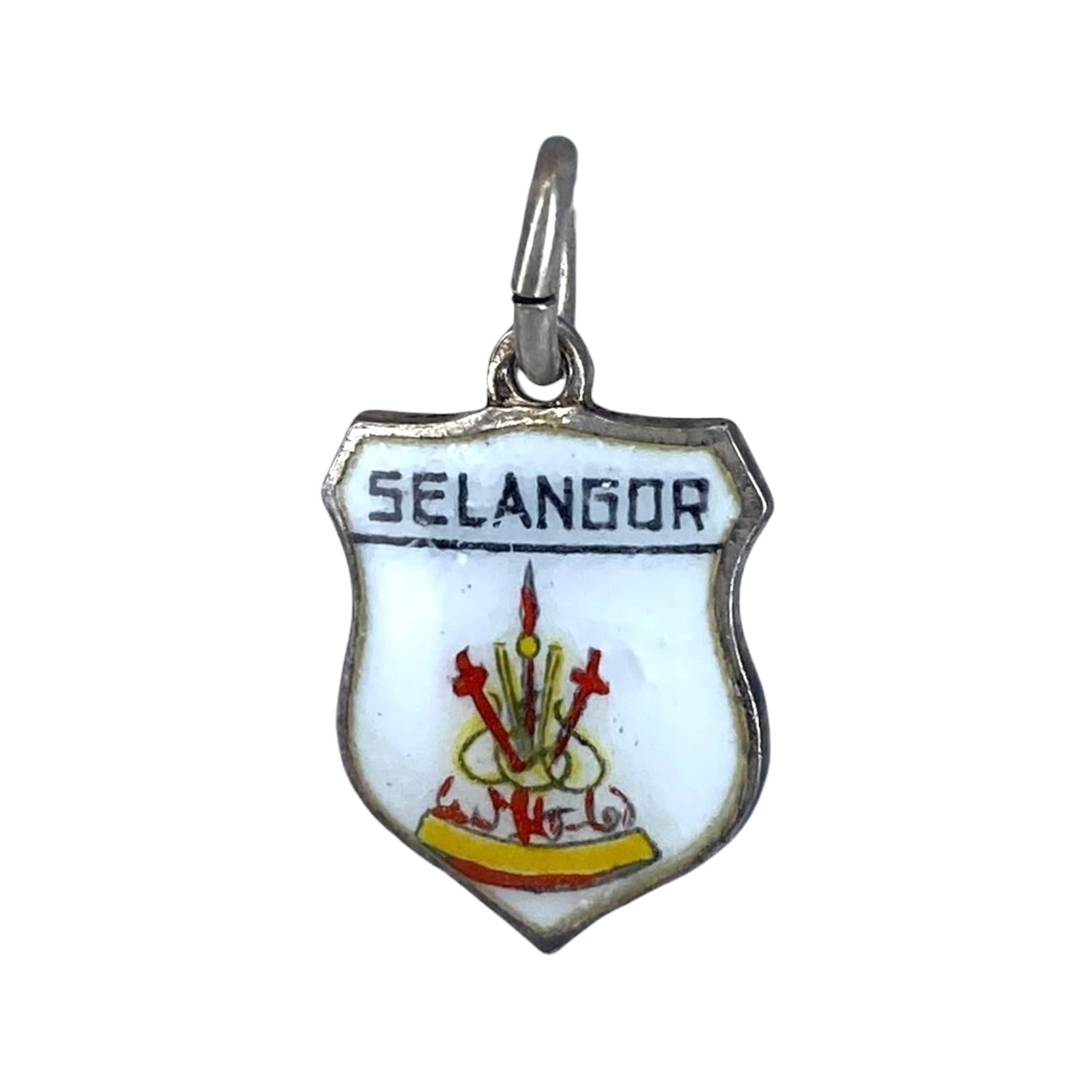 Sterling Selangor Painted Shield Charm 1.4g: Sterling Selangor Painted Shield Charm 1.4g Engraved Sterling Silver
