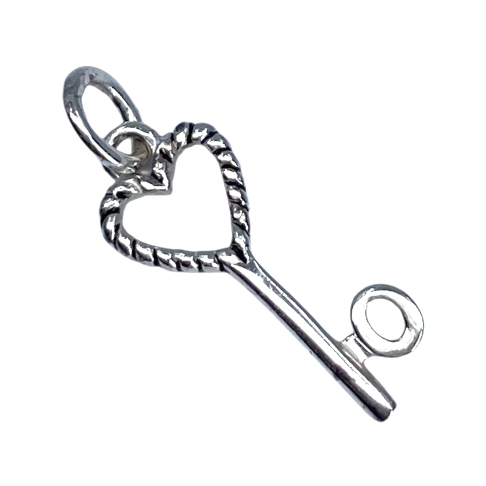 Sterling Heart Key Charm 0.4g: Sterling Heart Key Charm 0.4g Engraved 925
