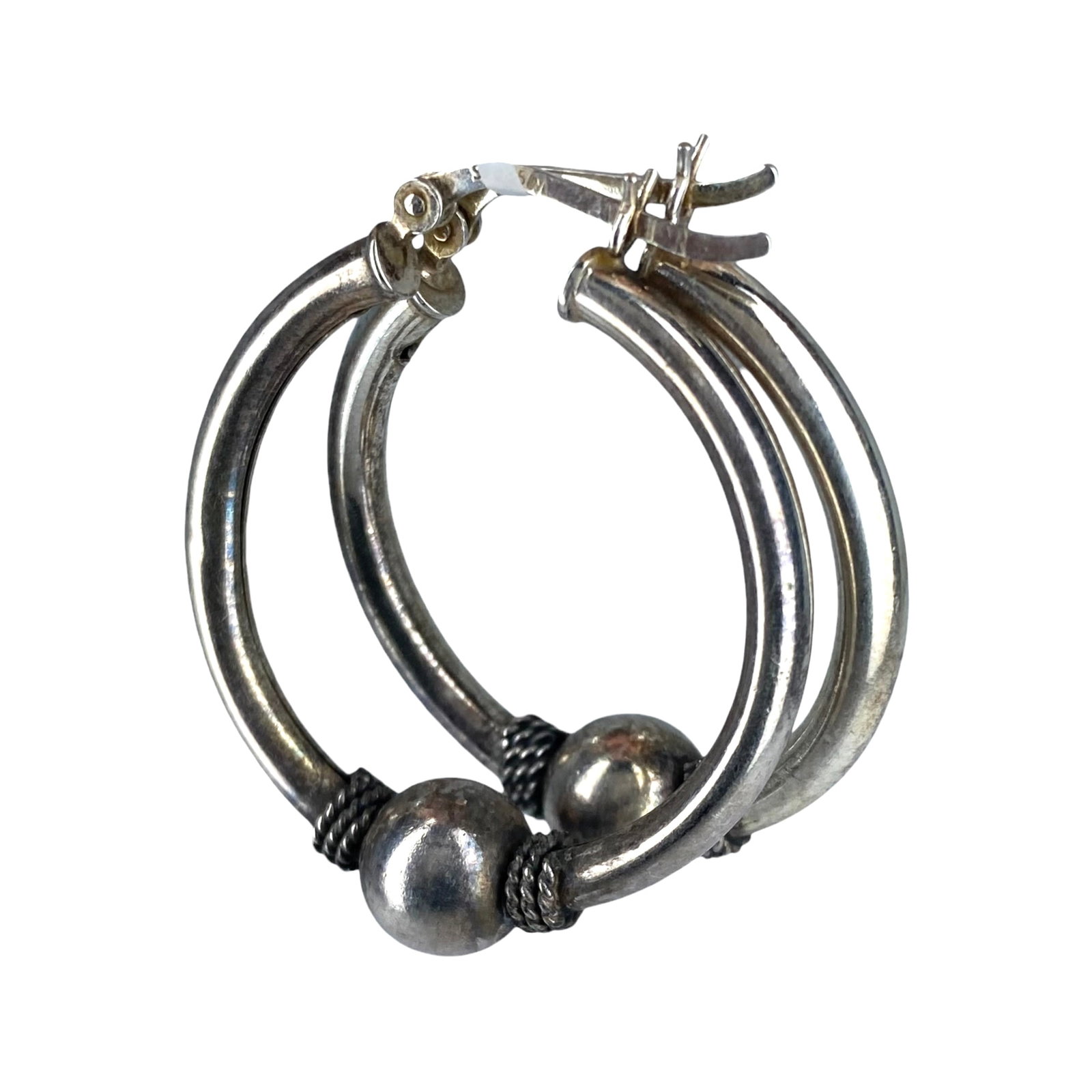 Signed Bali Style Hoop Earrings 4.5g (1 of 4)
