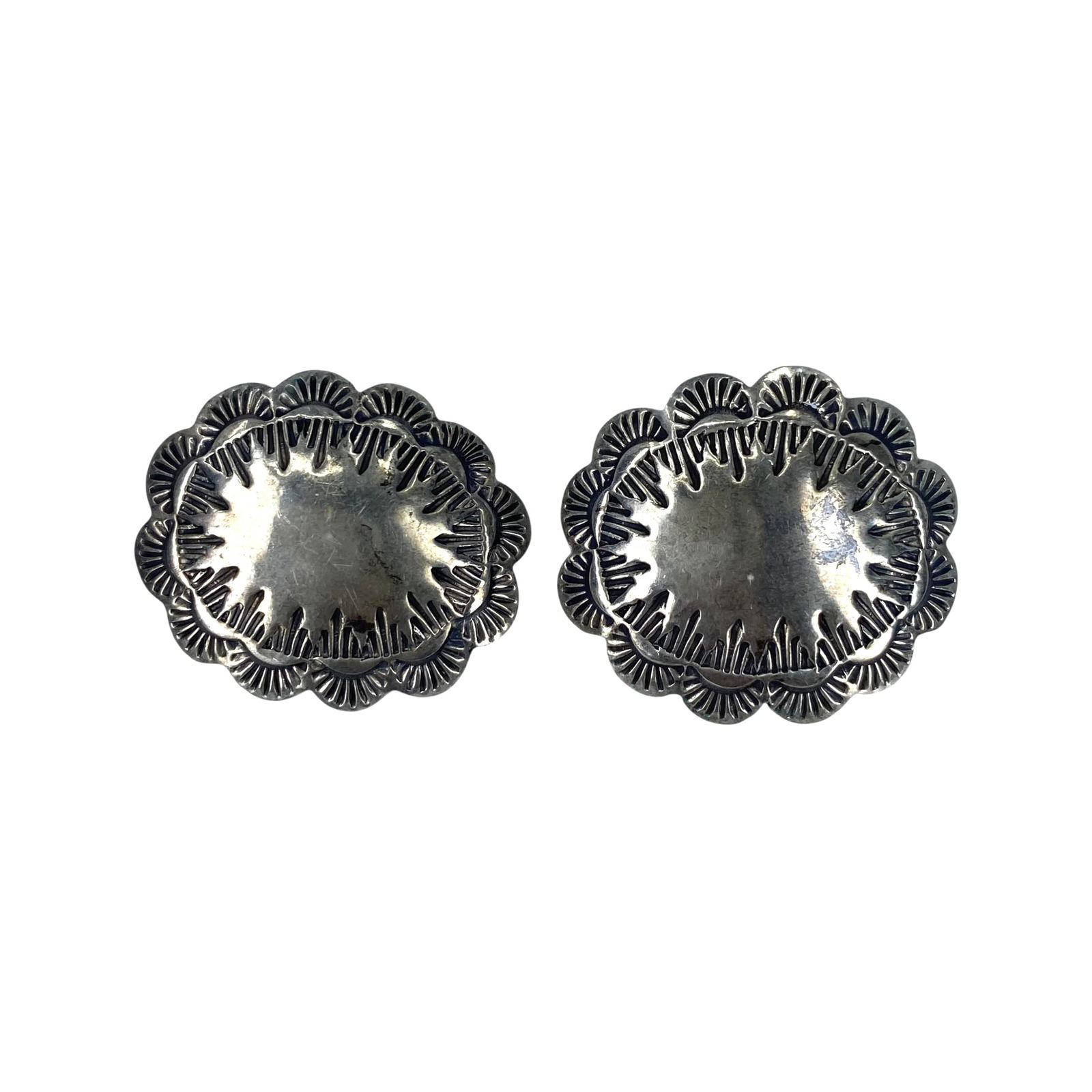 Sterling Native Concho Earrings 7g: Sterling Native Concho Earrings 7g